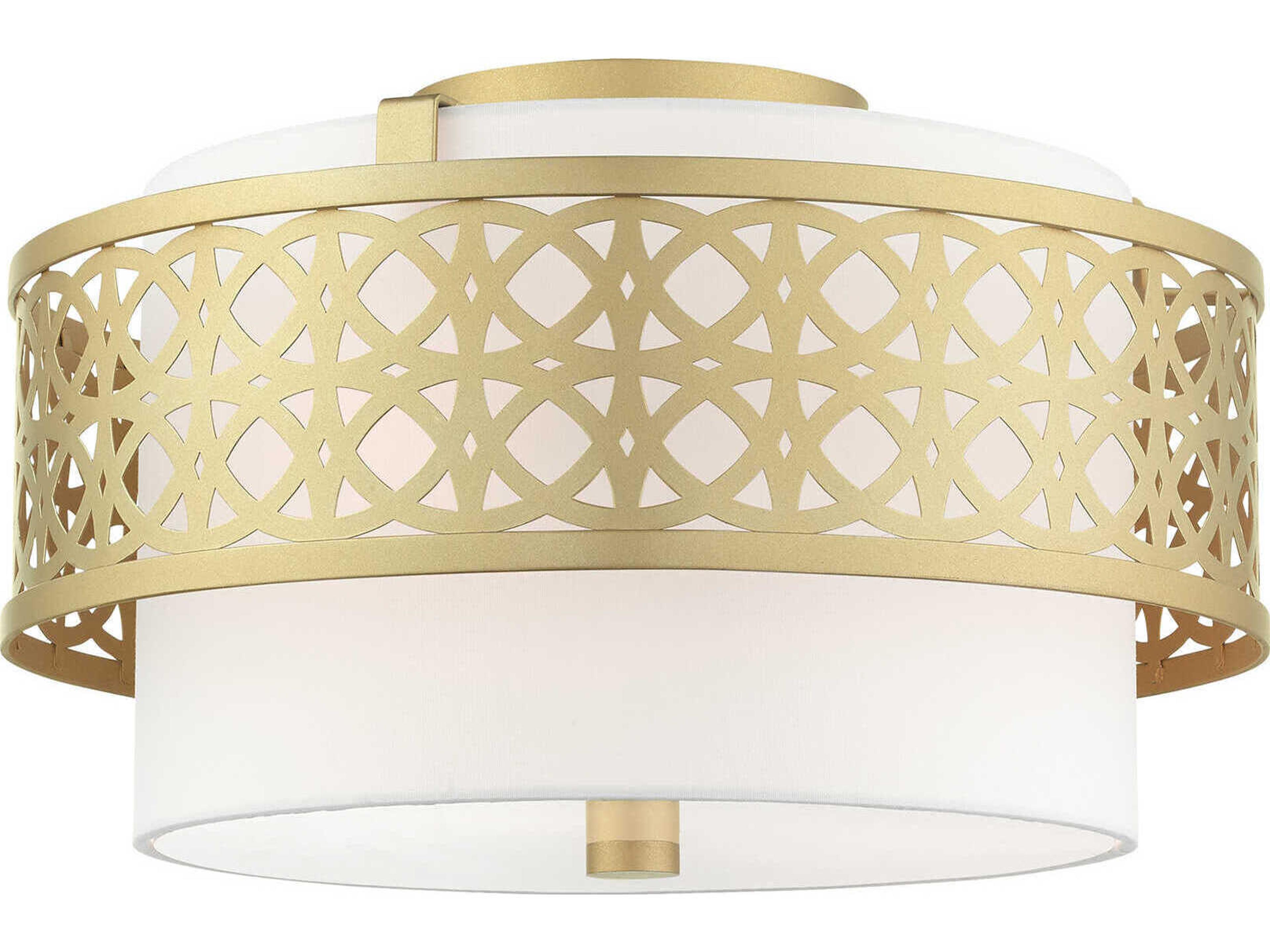 Livex Lighting Calinda 3-Light Soft Gold Drum Semi Flush Mount