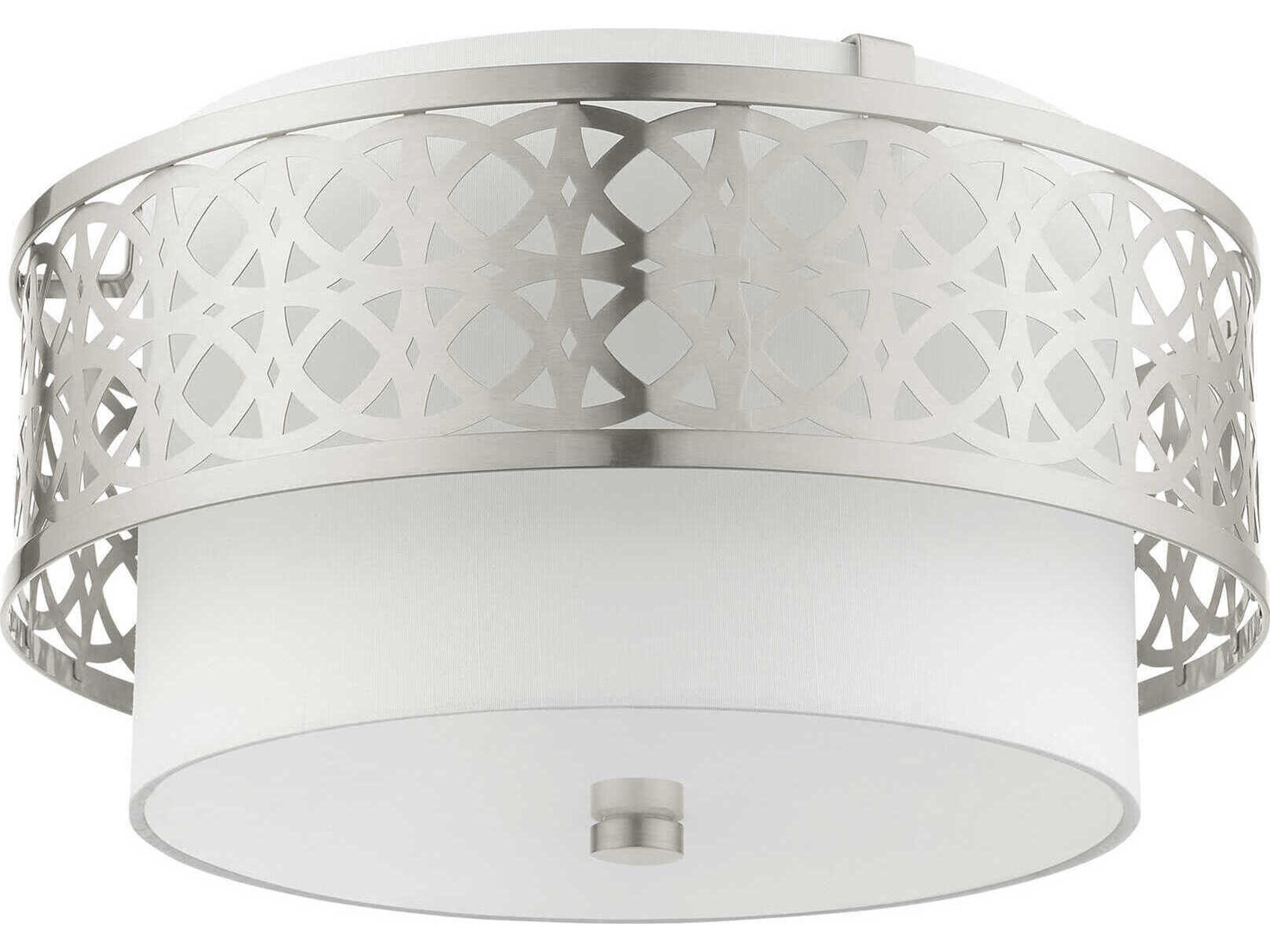 Livex Lighting Calinda 3-Light Brushed Nickel Drum Flush Mount