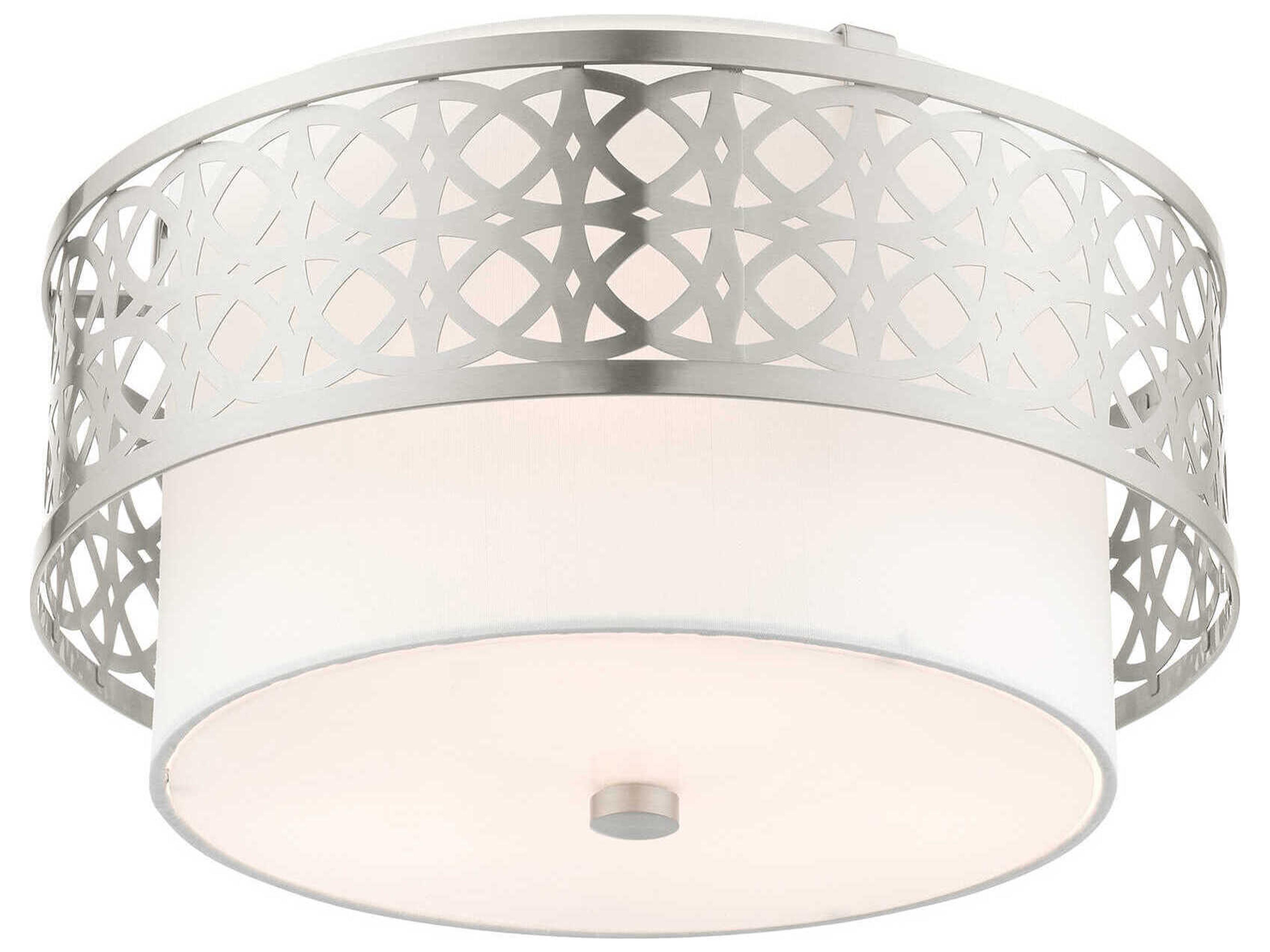 Livex Lighting Calinda 3-Light Brushed Nickel Drum Flush Mount