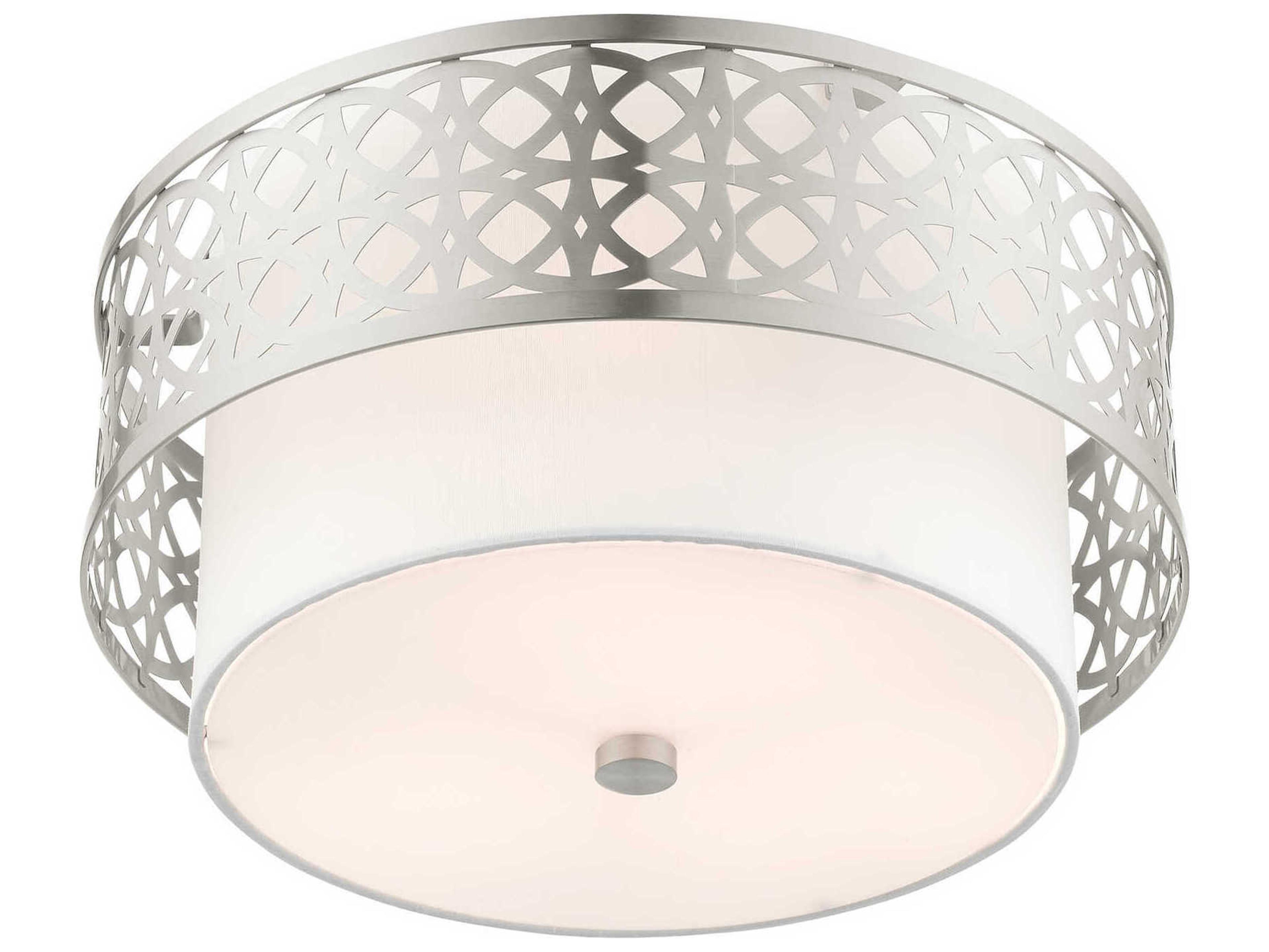 Livex Lighting Calinda 3-Light Brushed Nickel Drum Flush Mount
