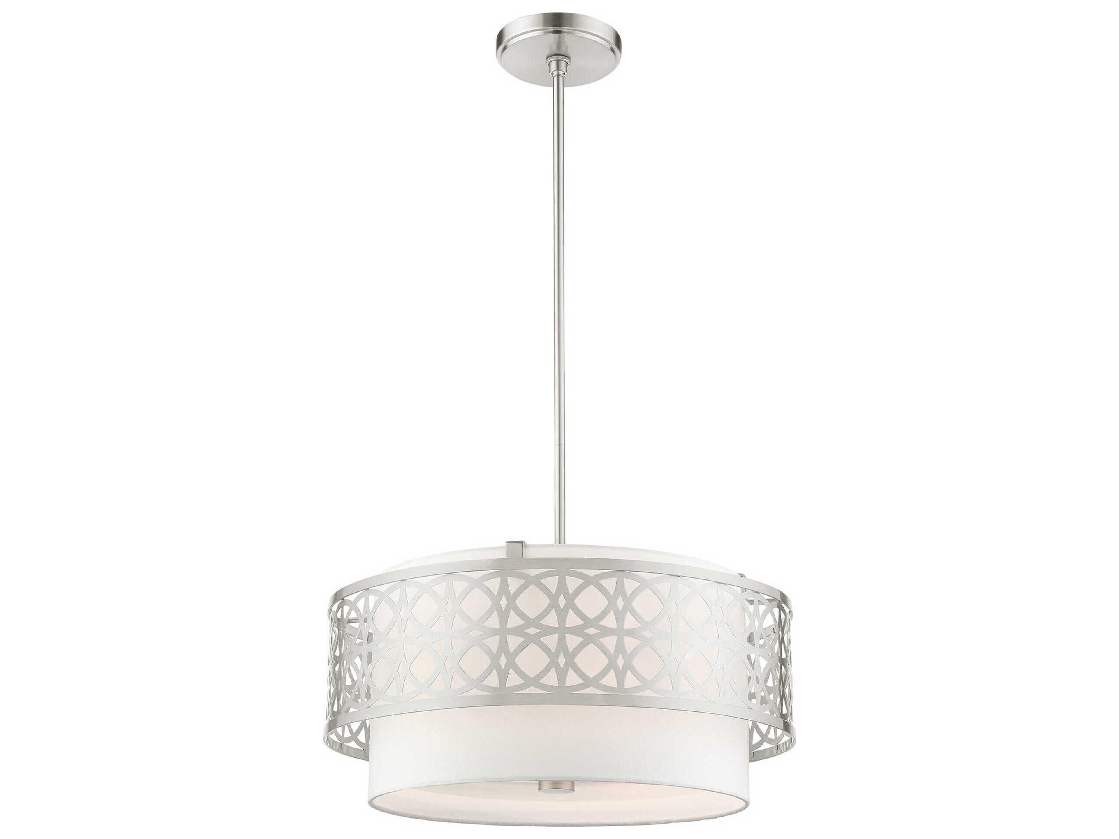 Livex Lighting Calinda 4-Light Brushed Nickel Drum Pendant