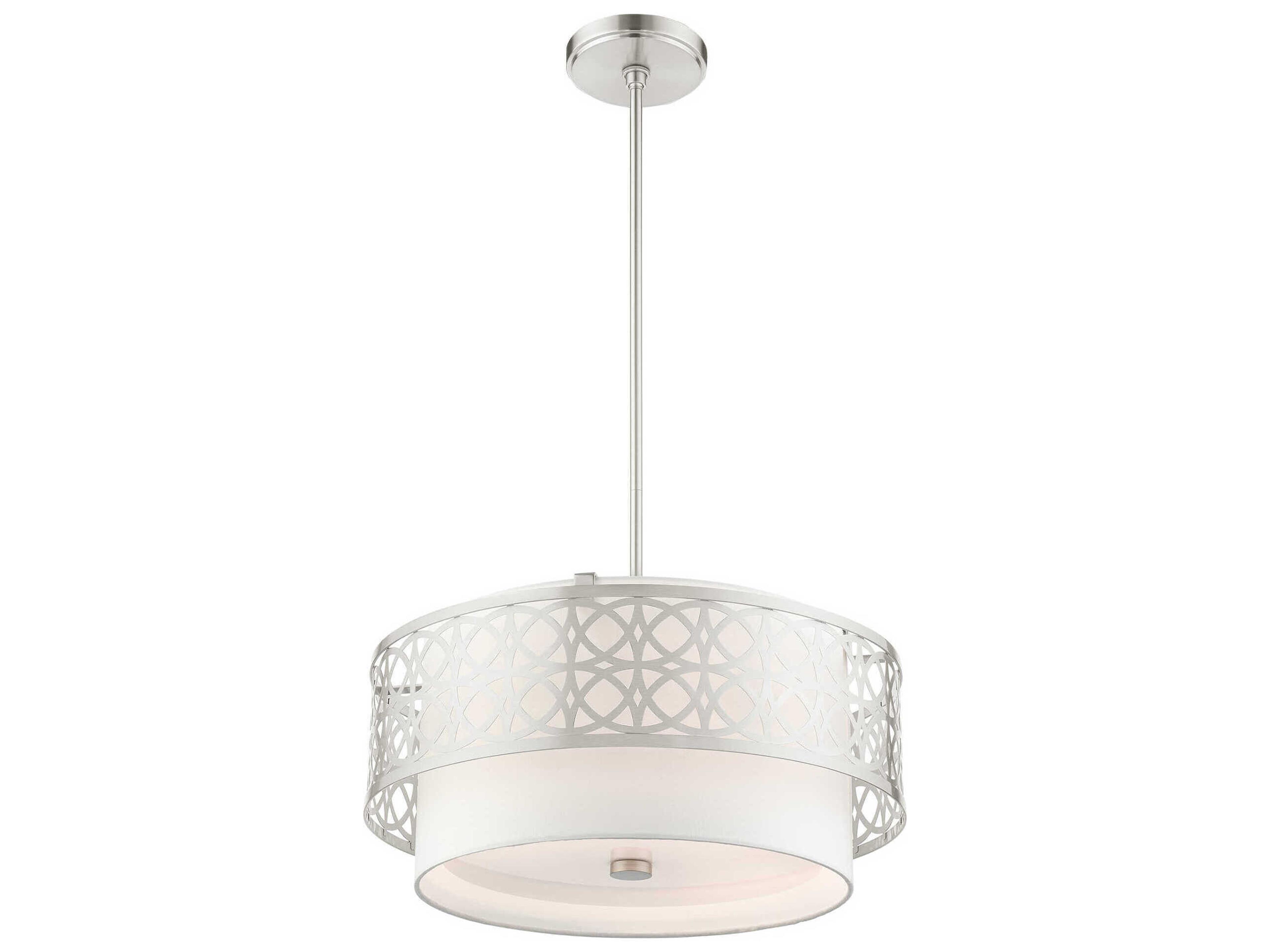 Livex Lighting Calinda 4-Light Brushed Nickel Drum Pendant