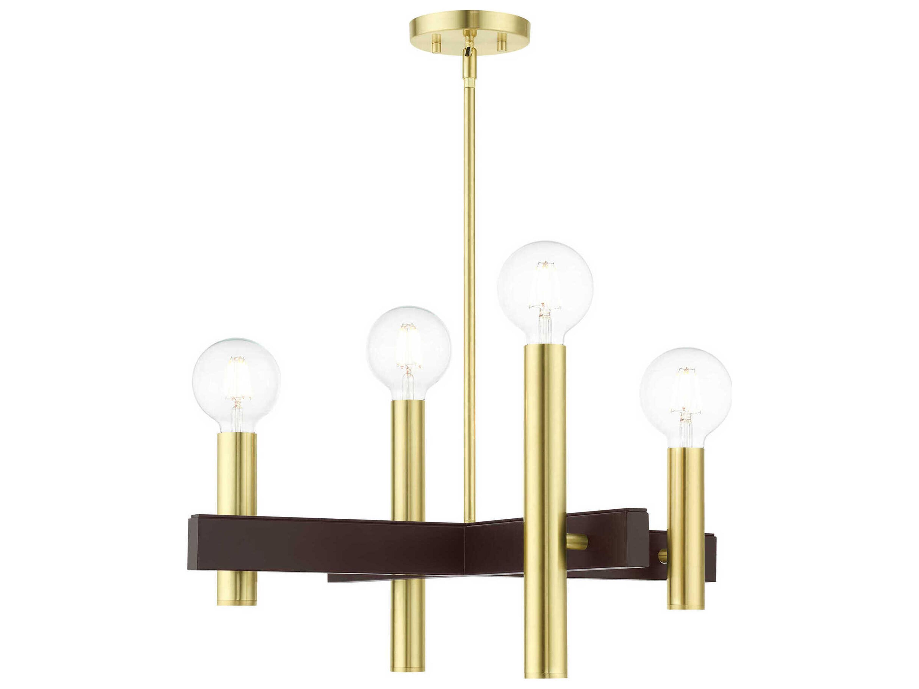 Helsinki 4-Light Satin Brass Candelabra Linear Chandelier