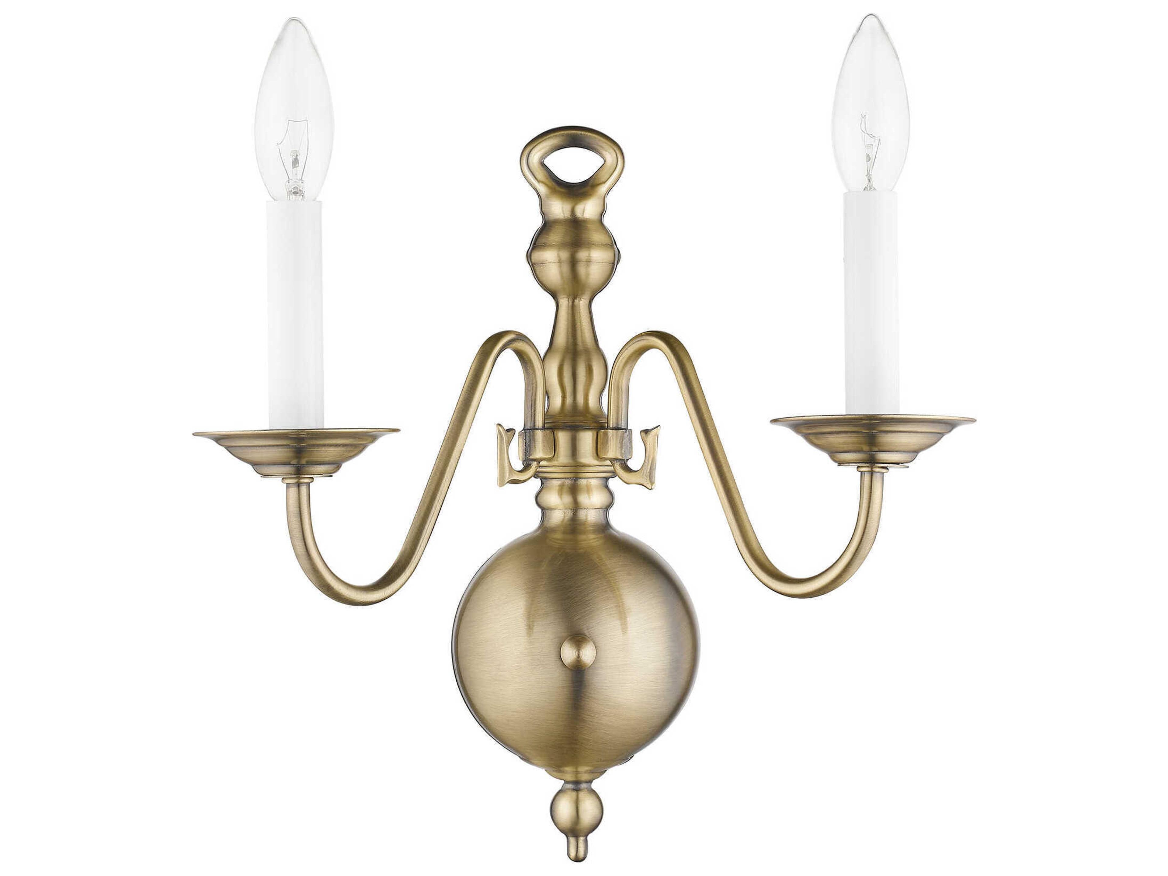 Livex Lighting Williamsburgh 2-Light Antique Brass Wall Sconce