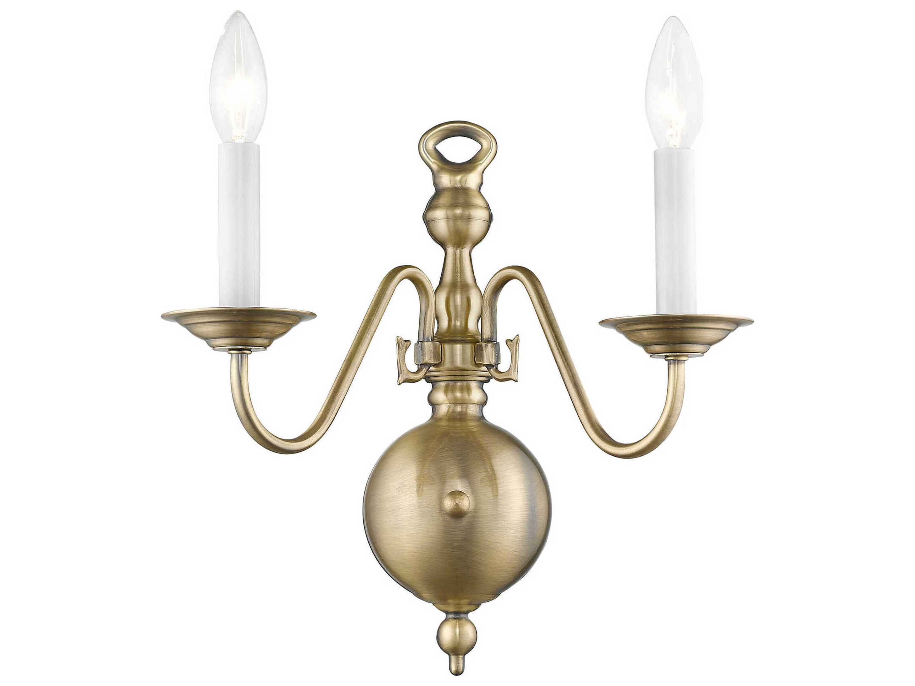 Livex Lighting Williamsburgh 2-Light Antique Brass Wall Sconce