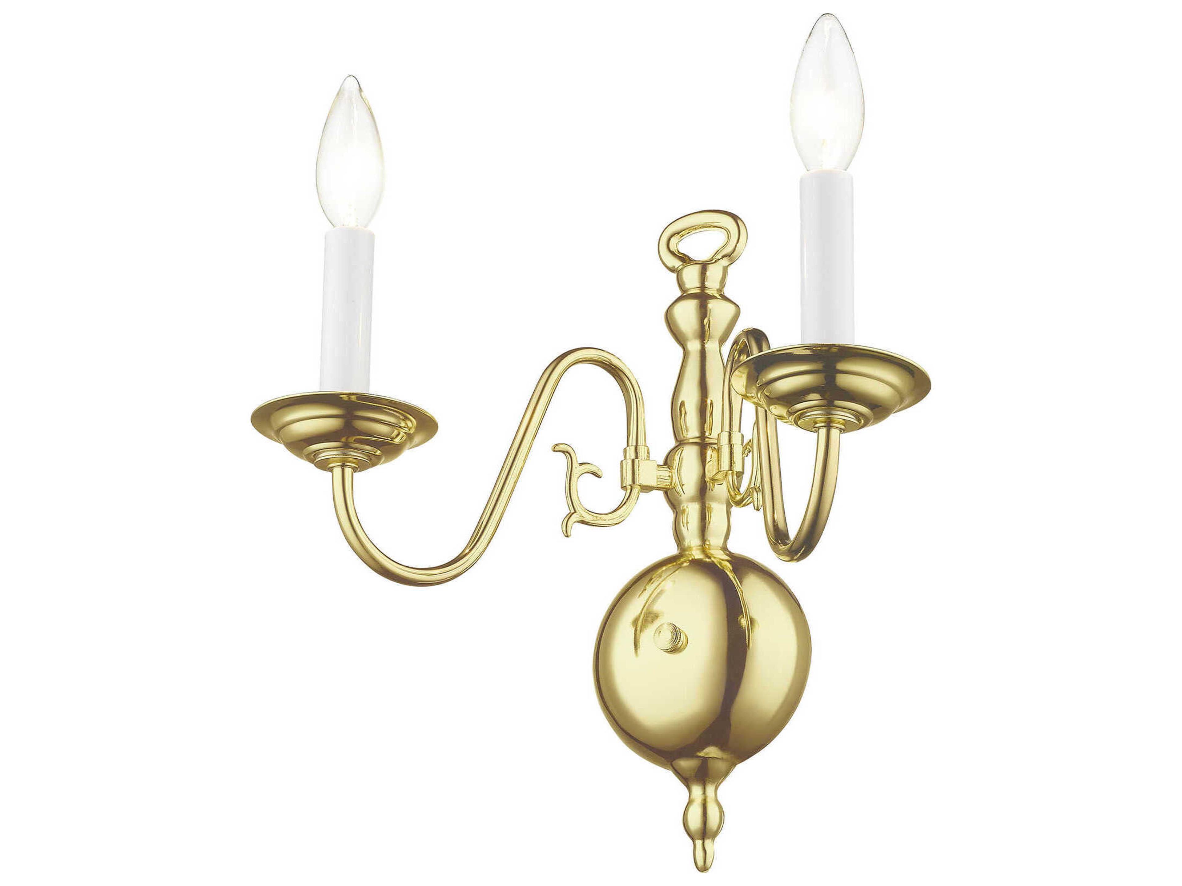 Livex Lighting Williamsburgh 2-Light Polished Brass Wall Sconce