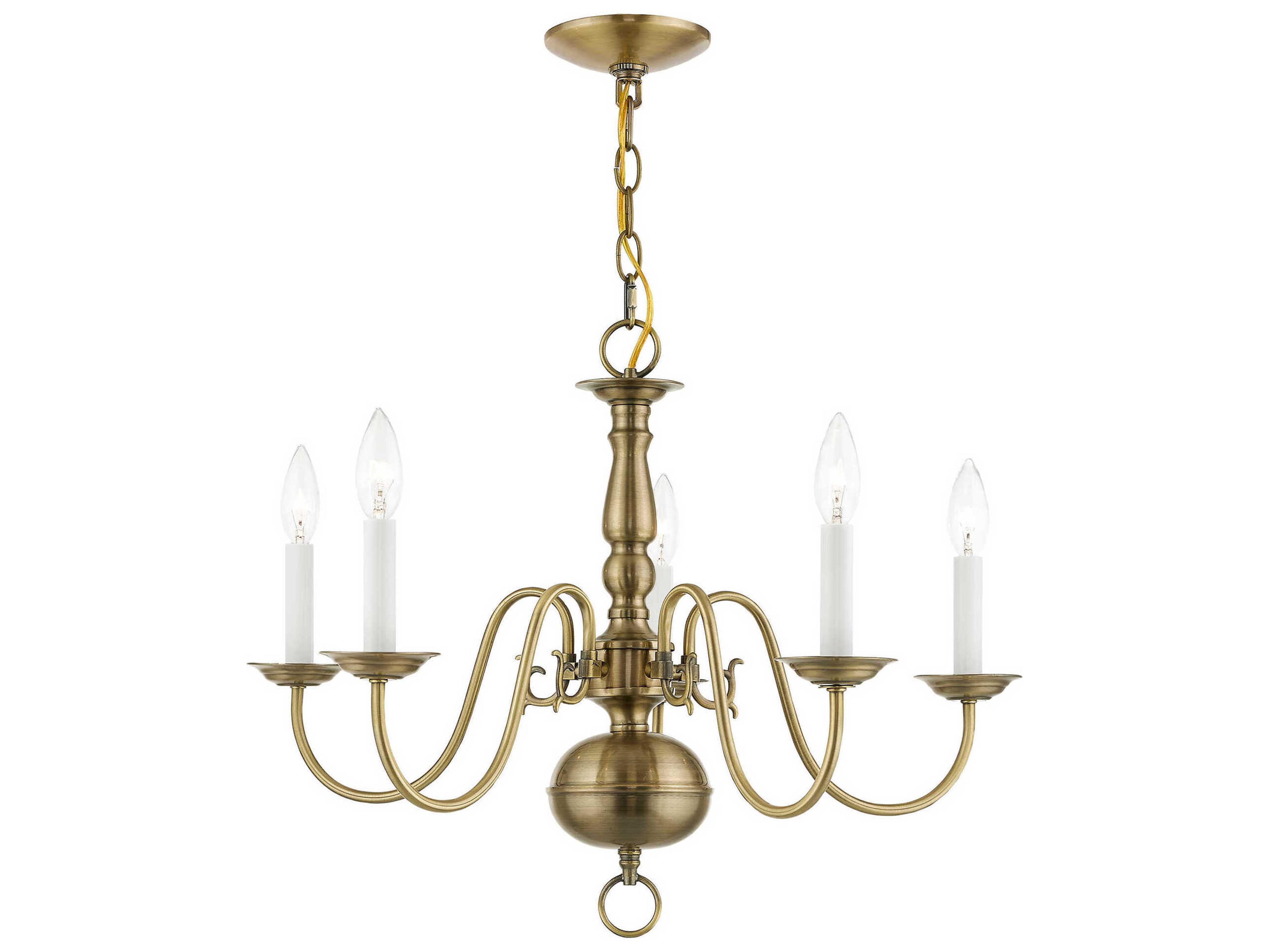 Williamsburgh 5-Light Antique Brass Candelabra Chandelier