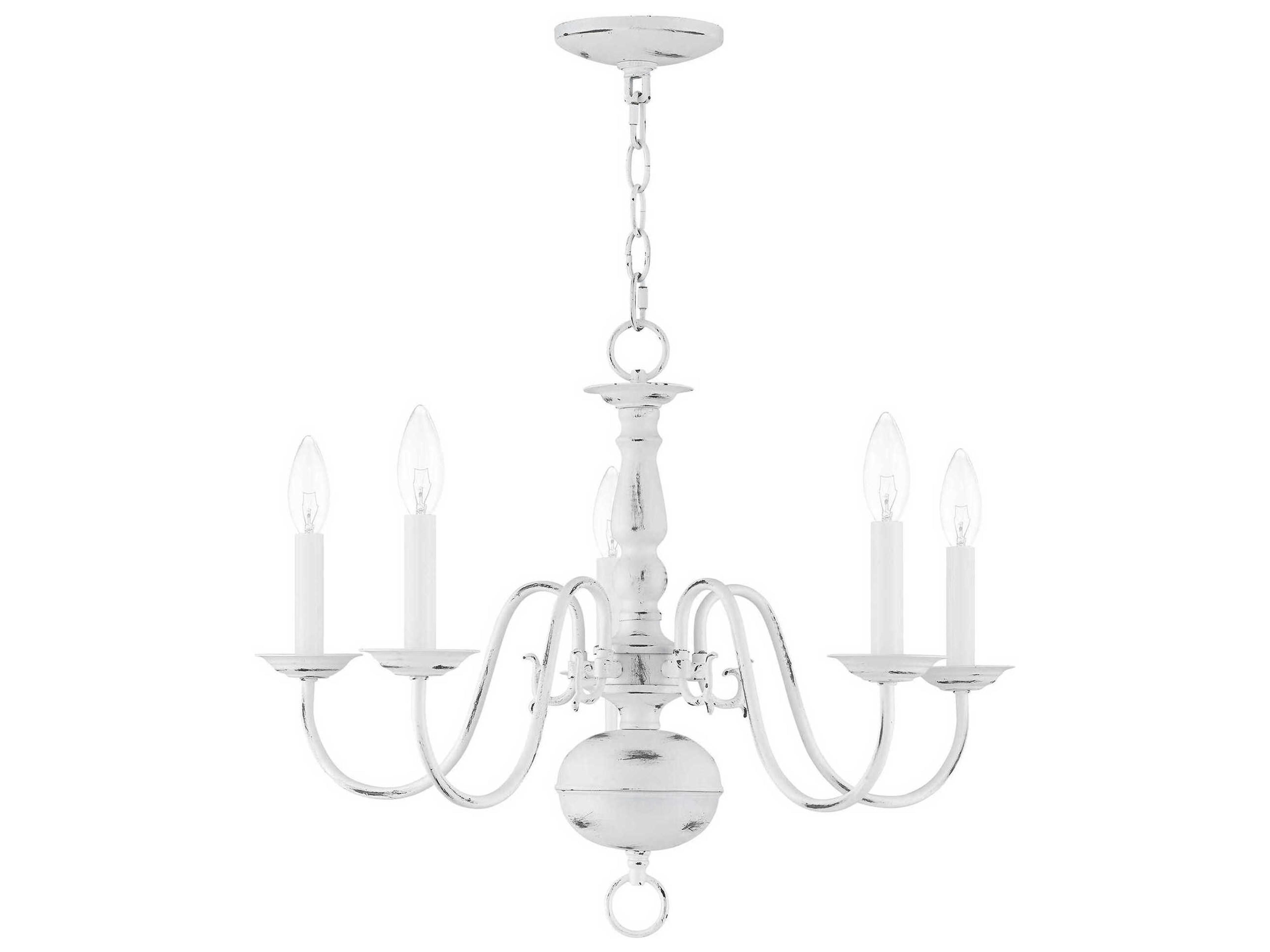 Livex Lighting Williamsburgh 5-Light Antique White Candelabra Chandelier