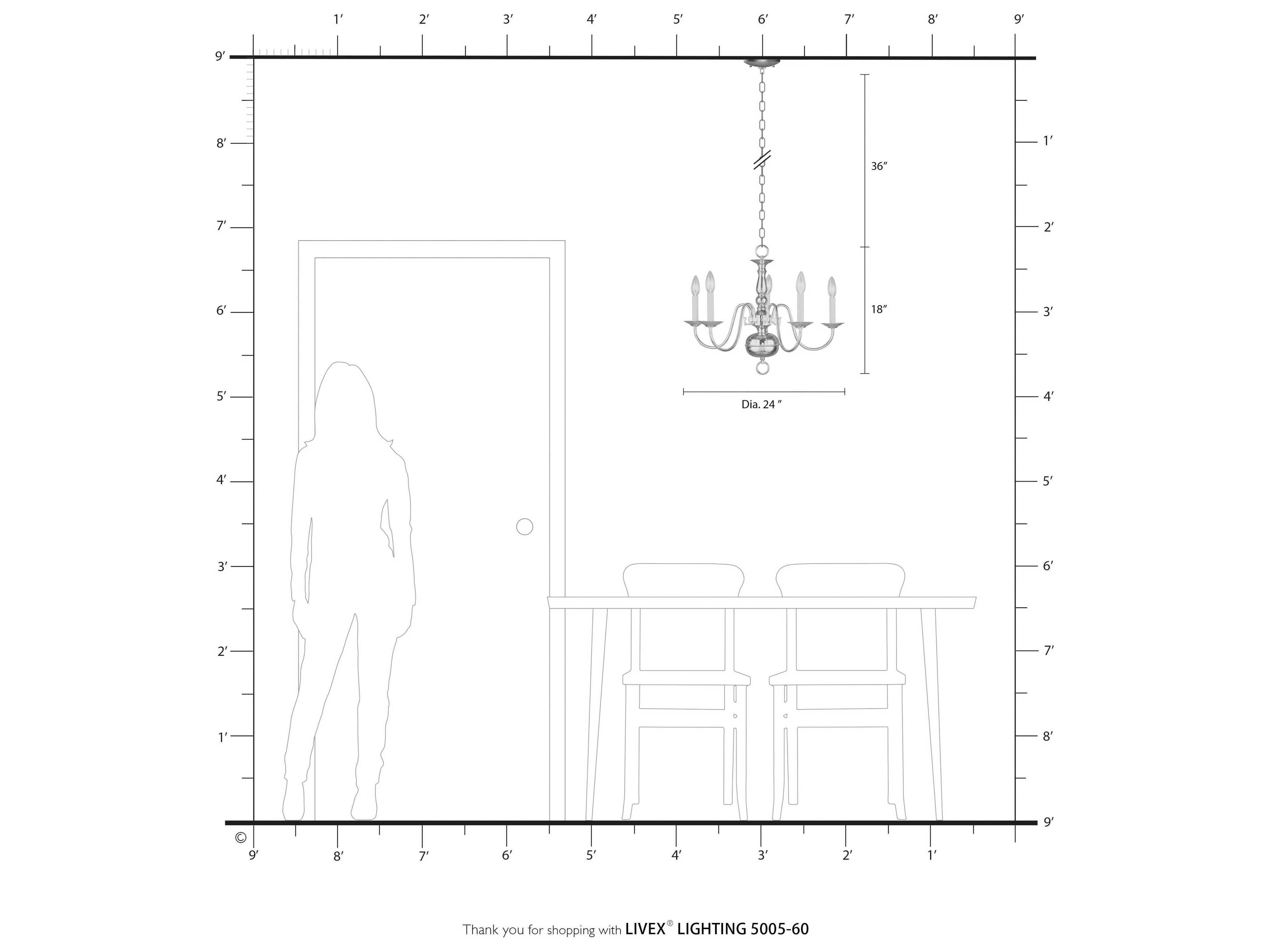 Livex Lighting Williamsburgh 5-Light Antique White Candelabra Chandelier