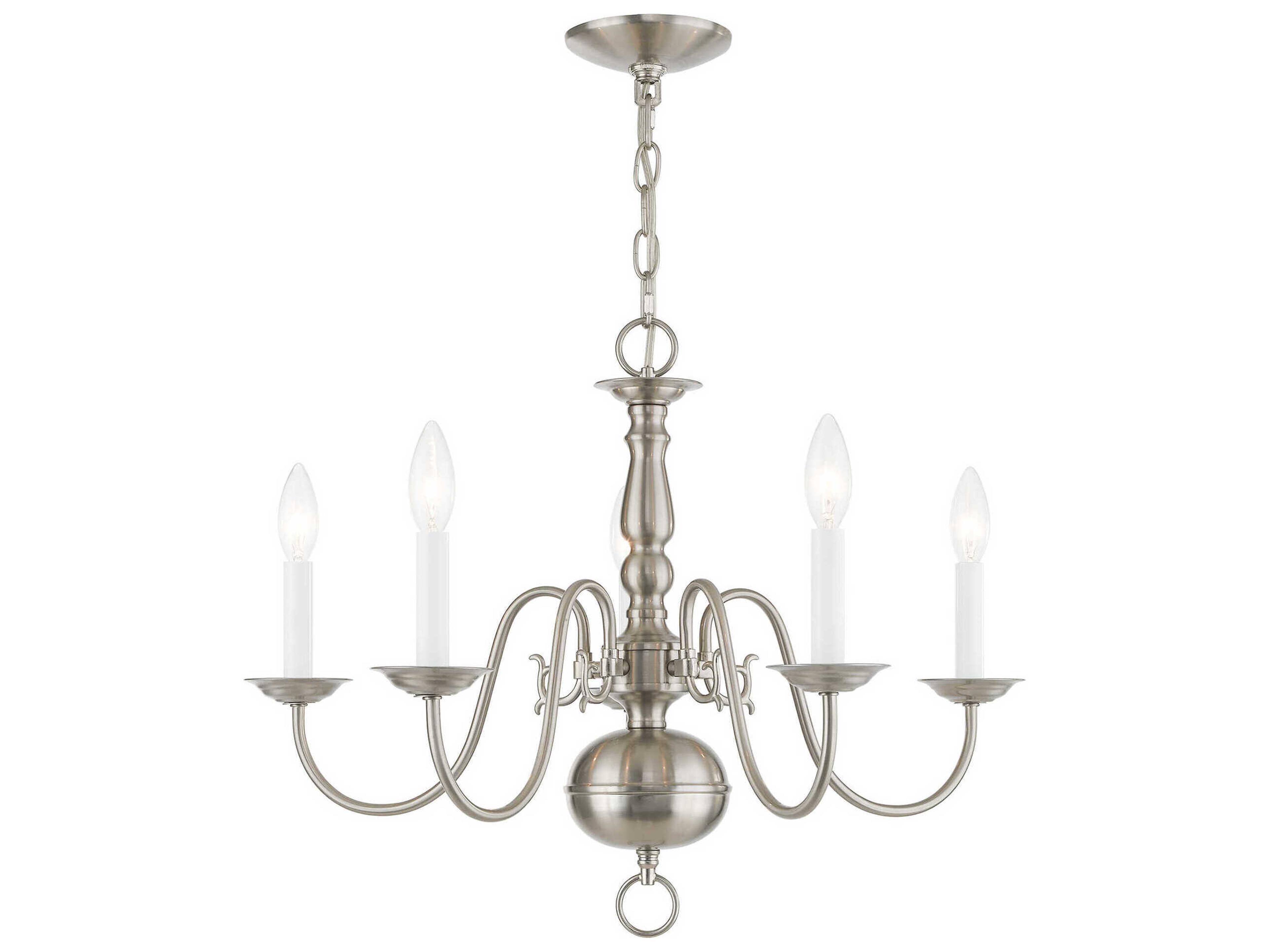 Williamsburgh 5-Light Brushed Nickel Candelabra Chandelier