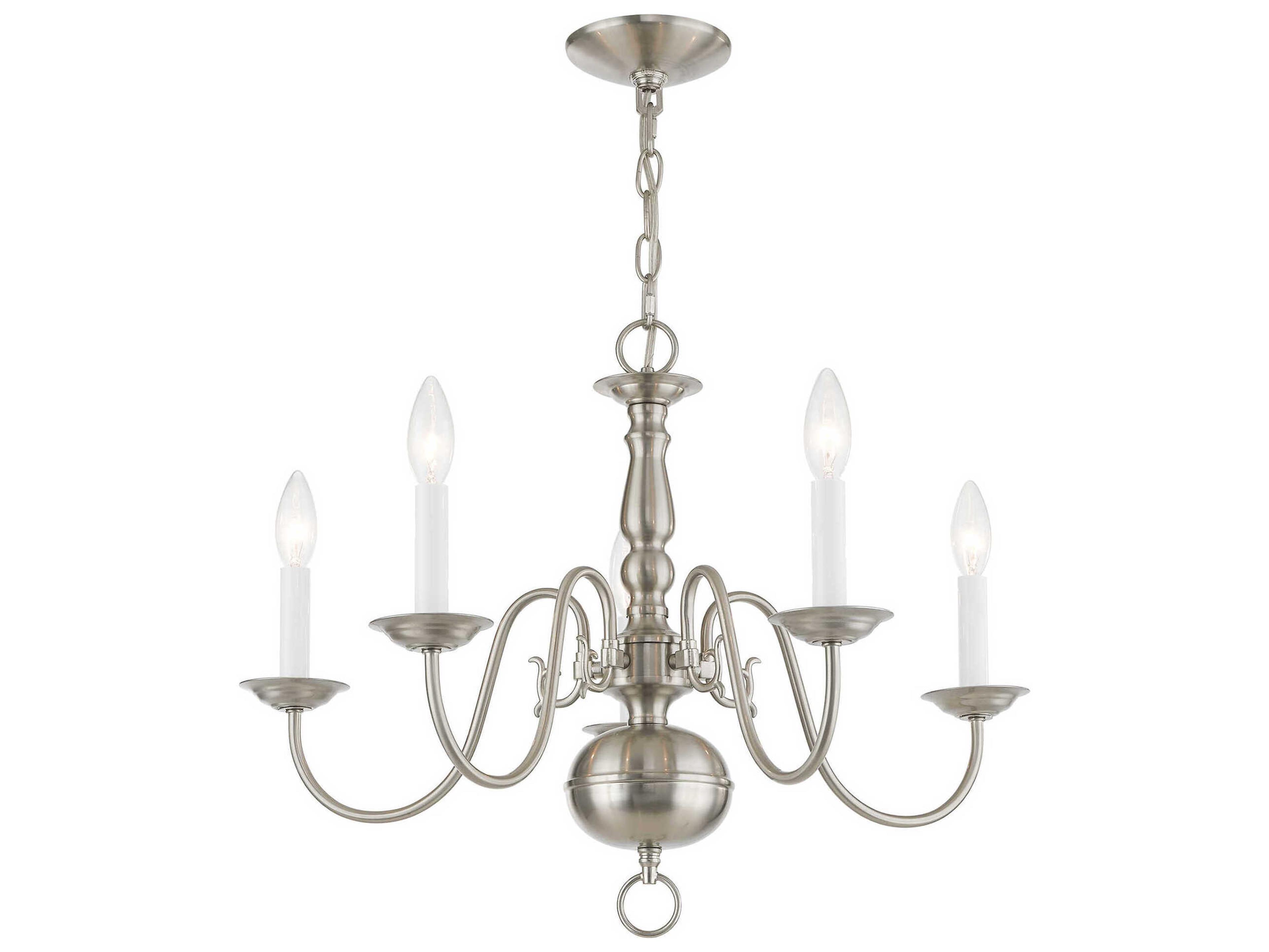 Livex Lighting Williamsburgh 5-Light Brushed Nickel Candelabra Chandelier
