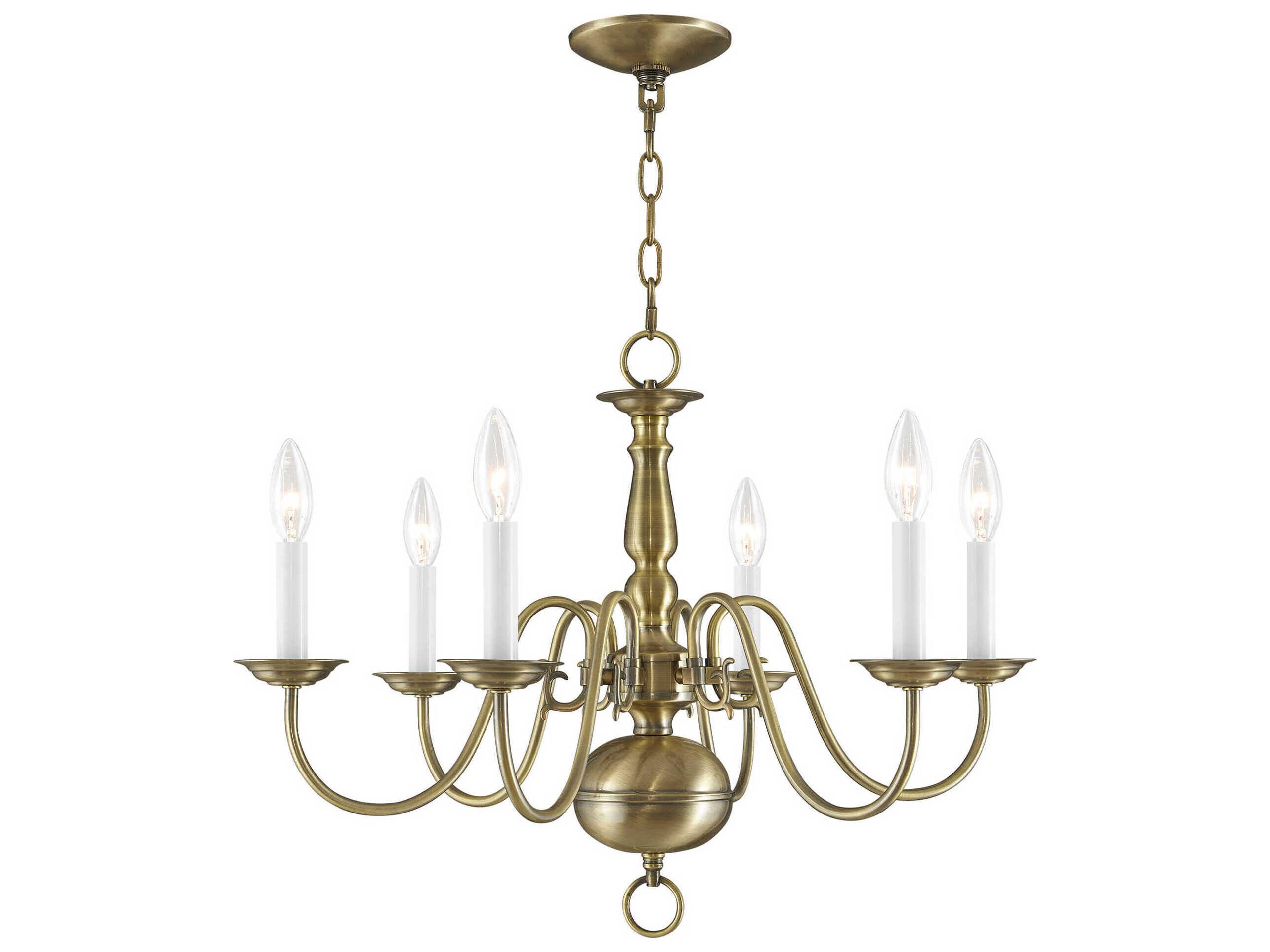Williamsburgh 6-Light Antique Brass Candelabra Chandelier