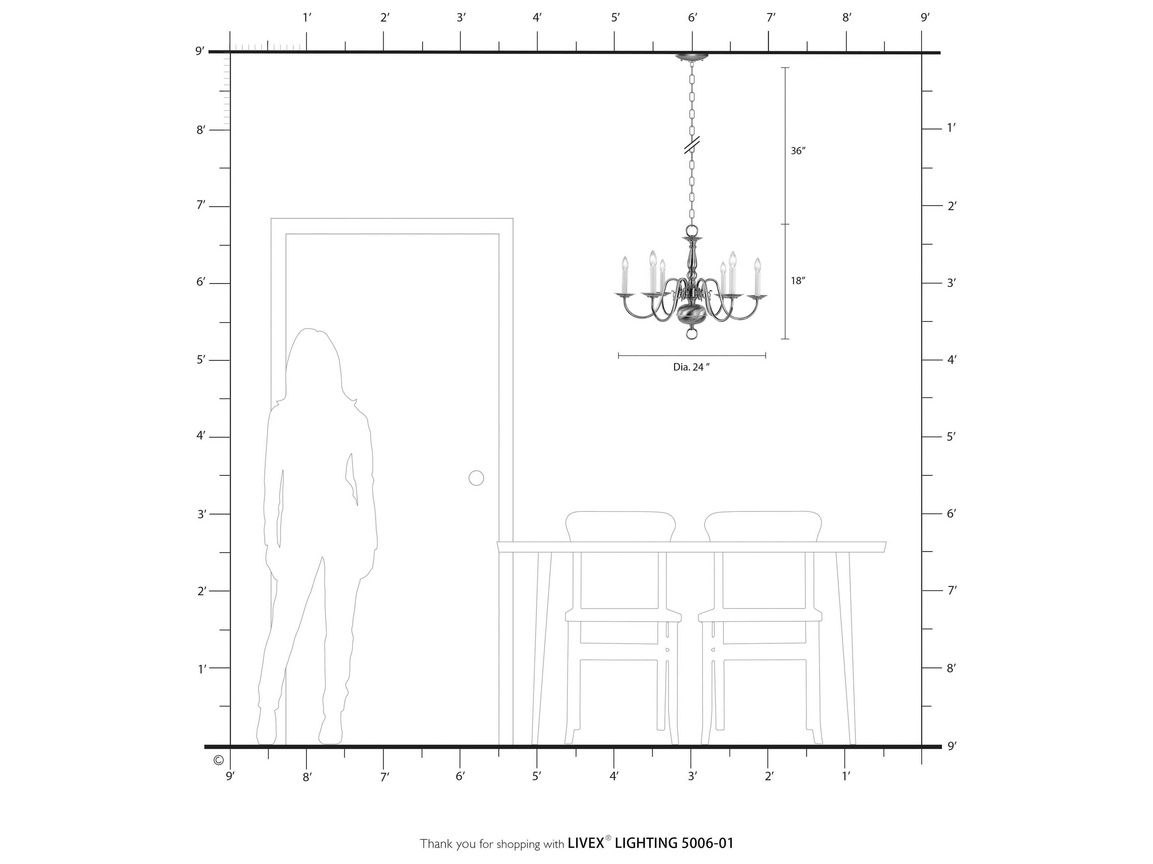 Livex Lighting Williamsburgh 6-Light Antique Brass Candelabra Chandelier