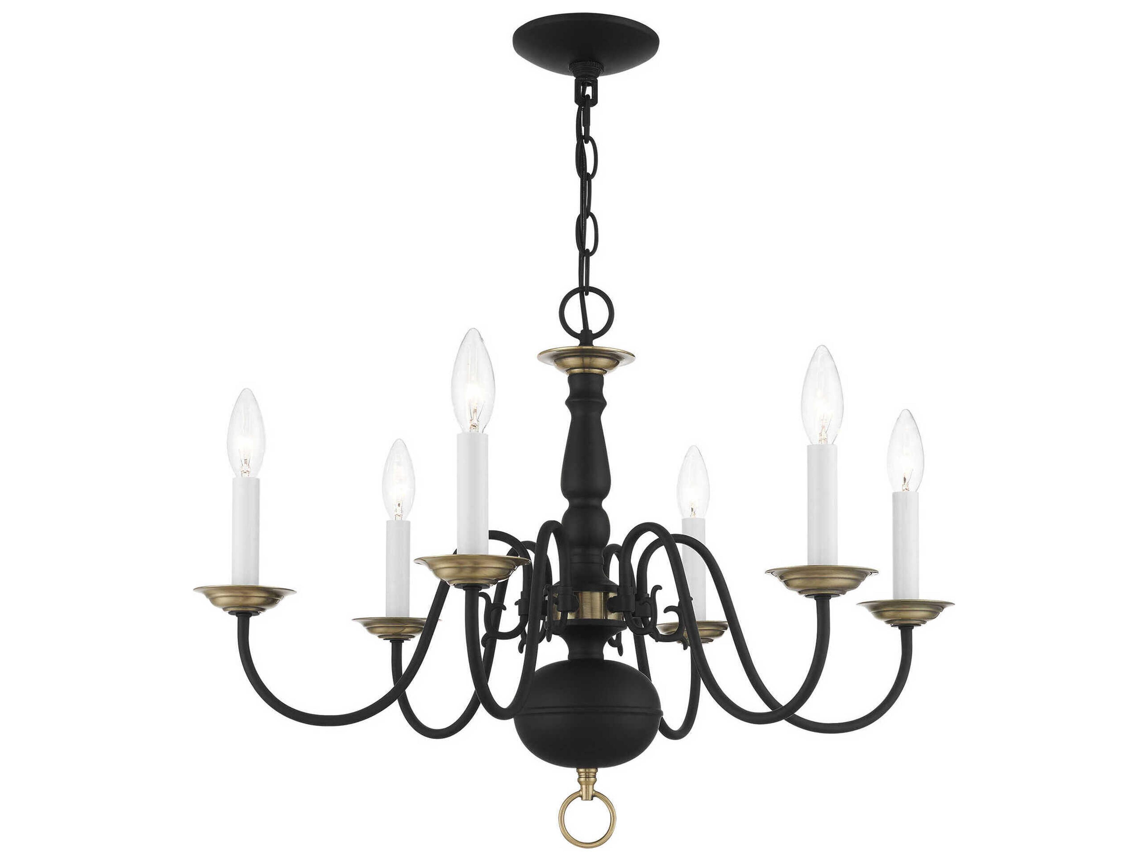 Williamsburgh 6-Light Black Antique Brass Candelabra Chandelier