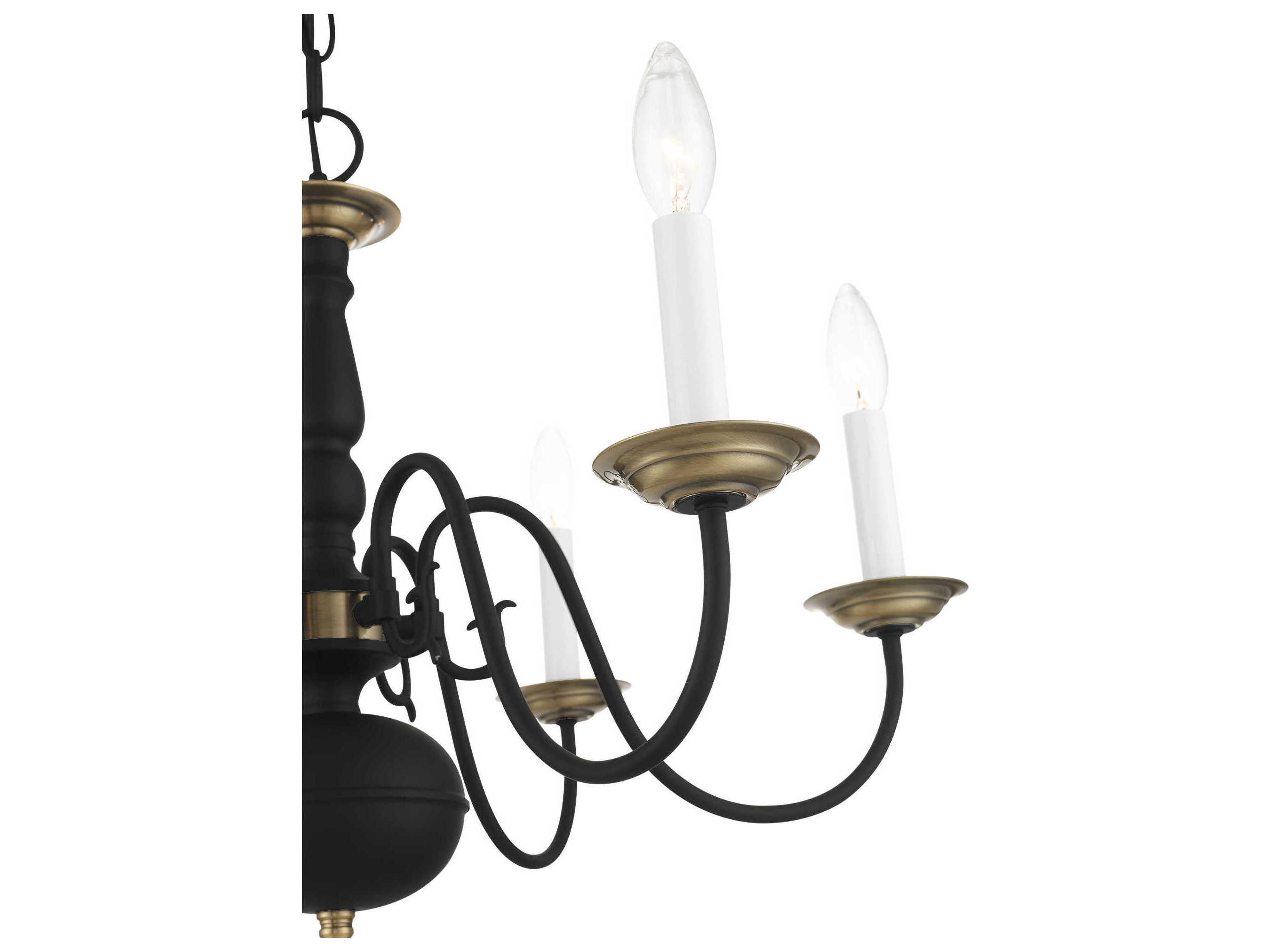 Livex Lighting Williamsburgh 6-Light Black Antique Brass Candelabra Chandelier