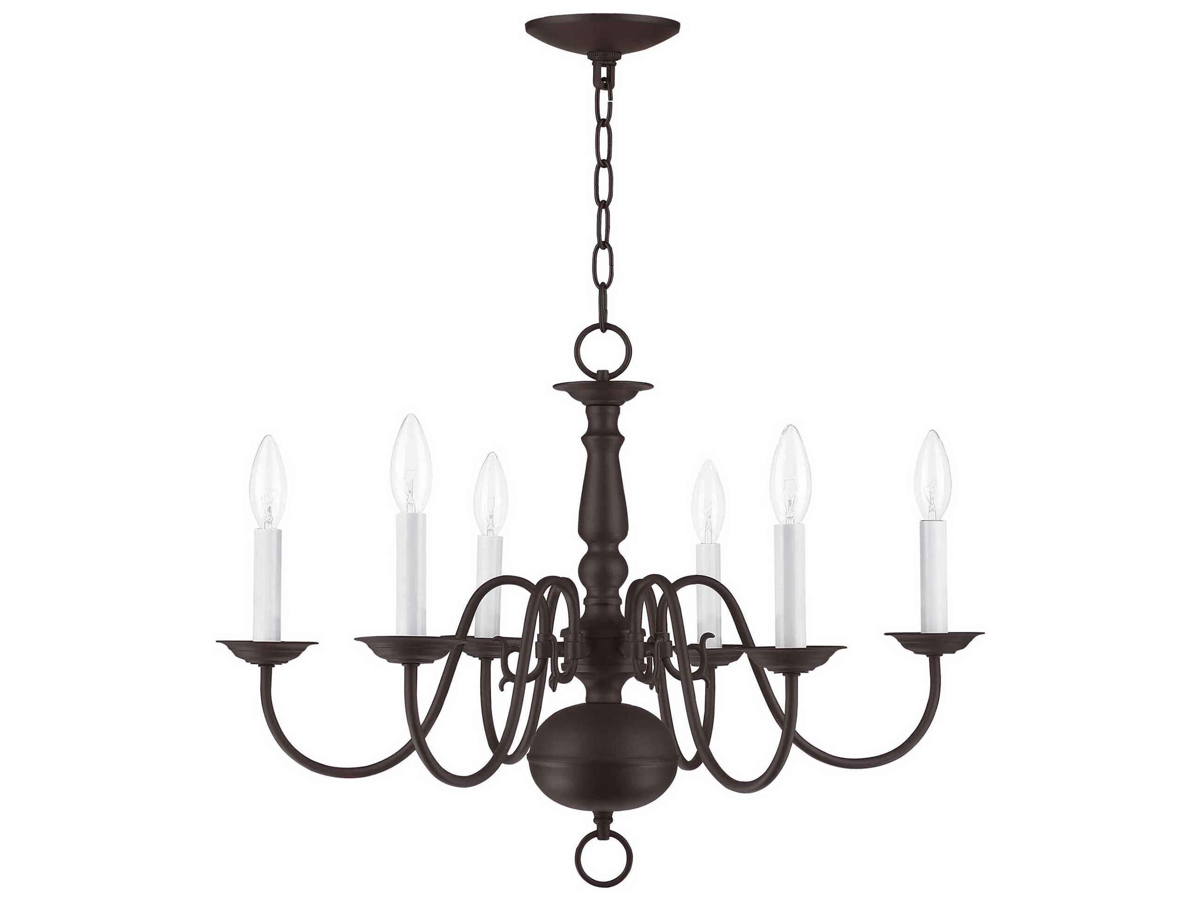 Livex Lighting Williamsburgh 6-Light Bronze Candelabra Chandelier