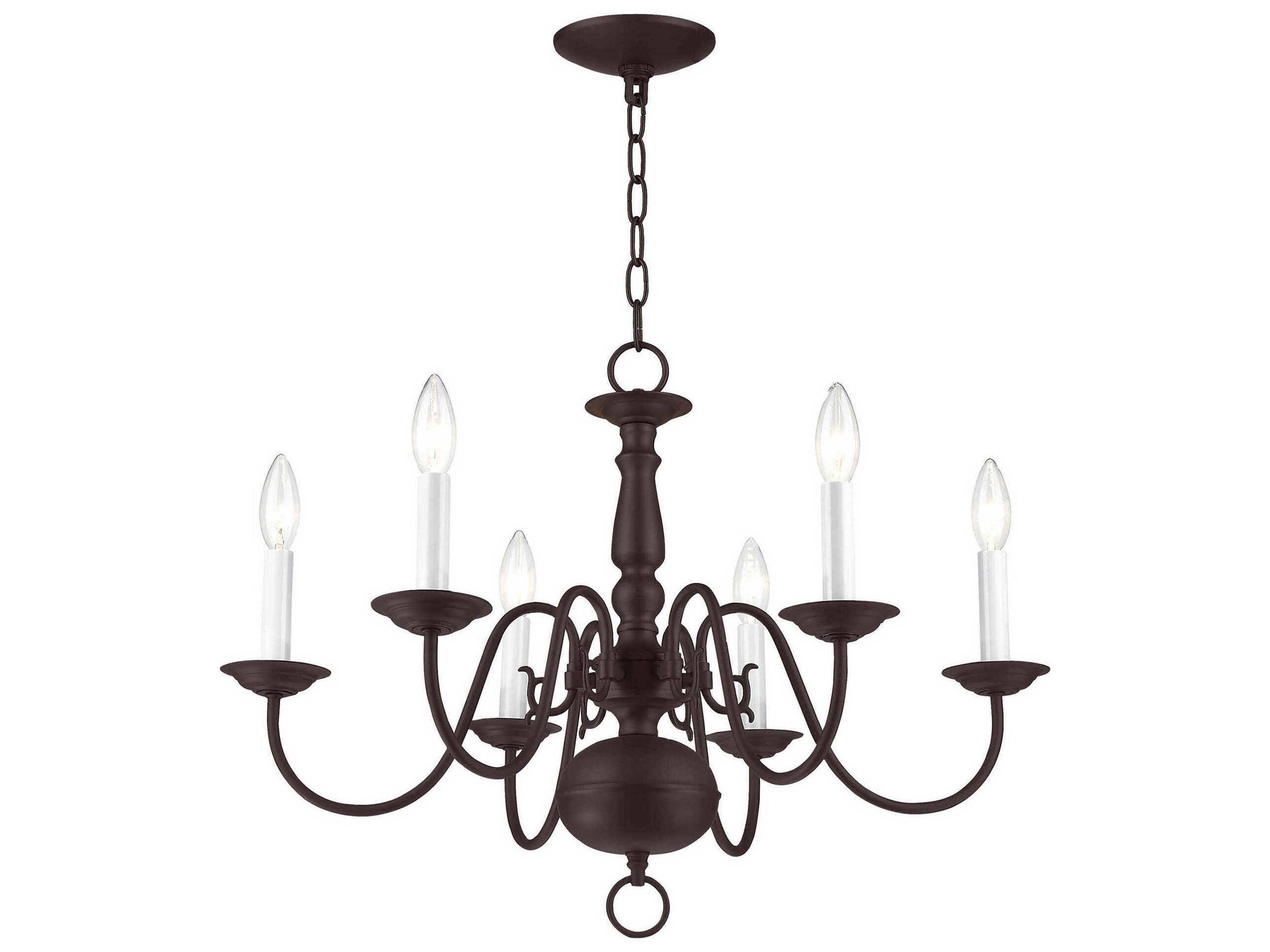 Livex Lighting Williamsburgh 6-Light Bronze Candelabra Chandelier