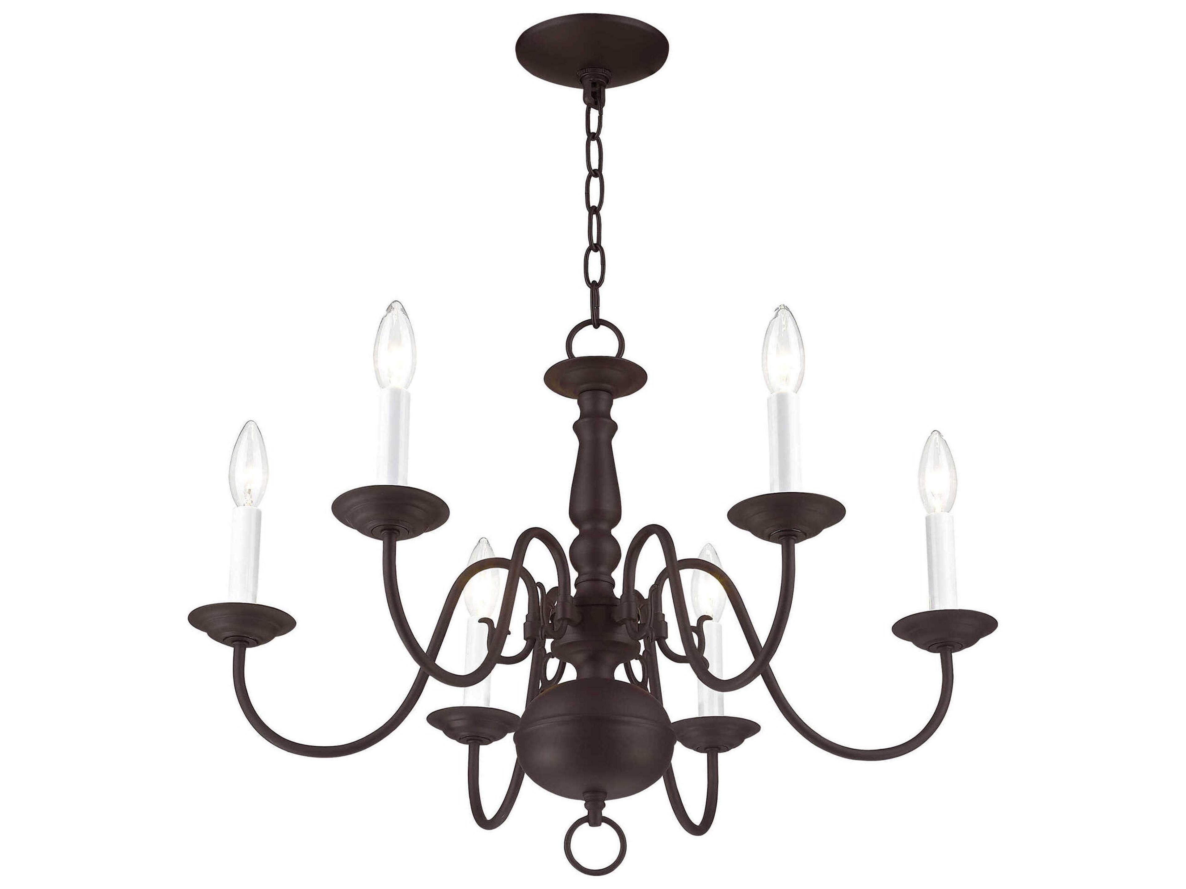 Livex Lighting Williamsburgh 6-Light Bronze Candelabra Chandelier