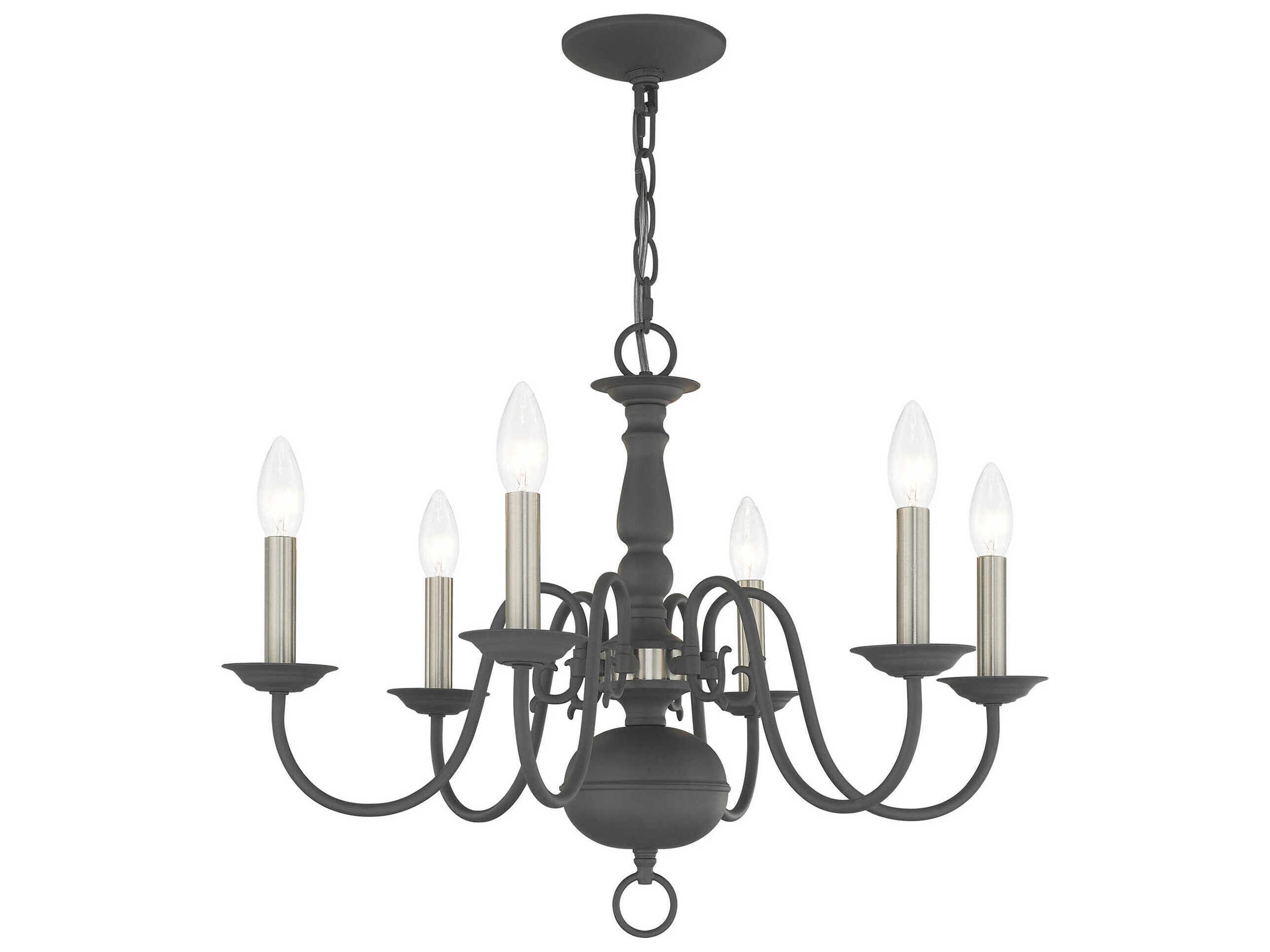 Livex Lighting Williamsburgh 6-Light Scandinavian Gray Candelabra Chandelier