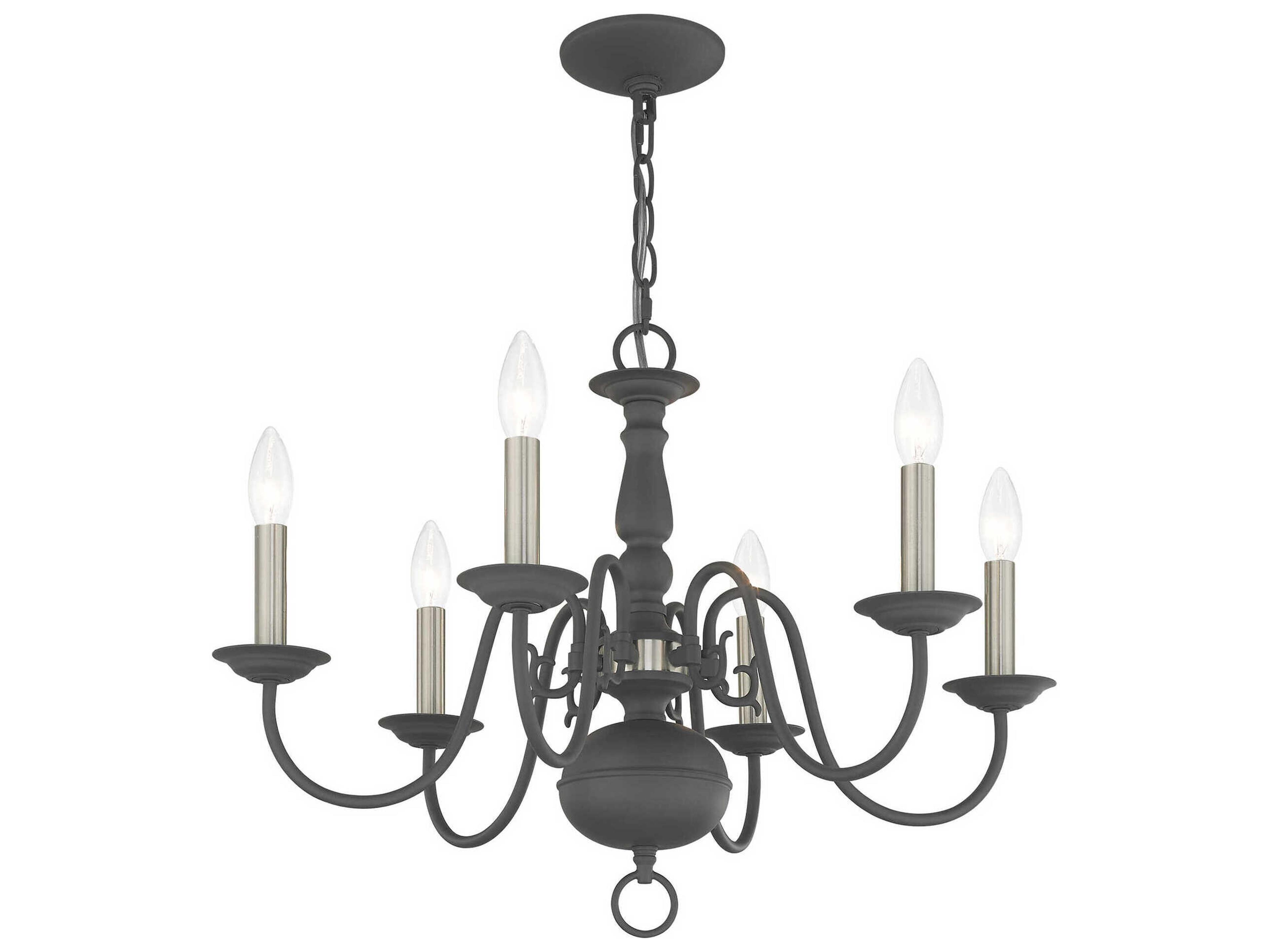 Livex Lighting Williamsburgh 6-Light Scandinavian Gray Candelabra Chandelier