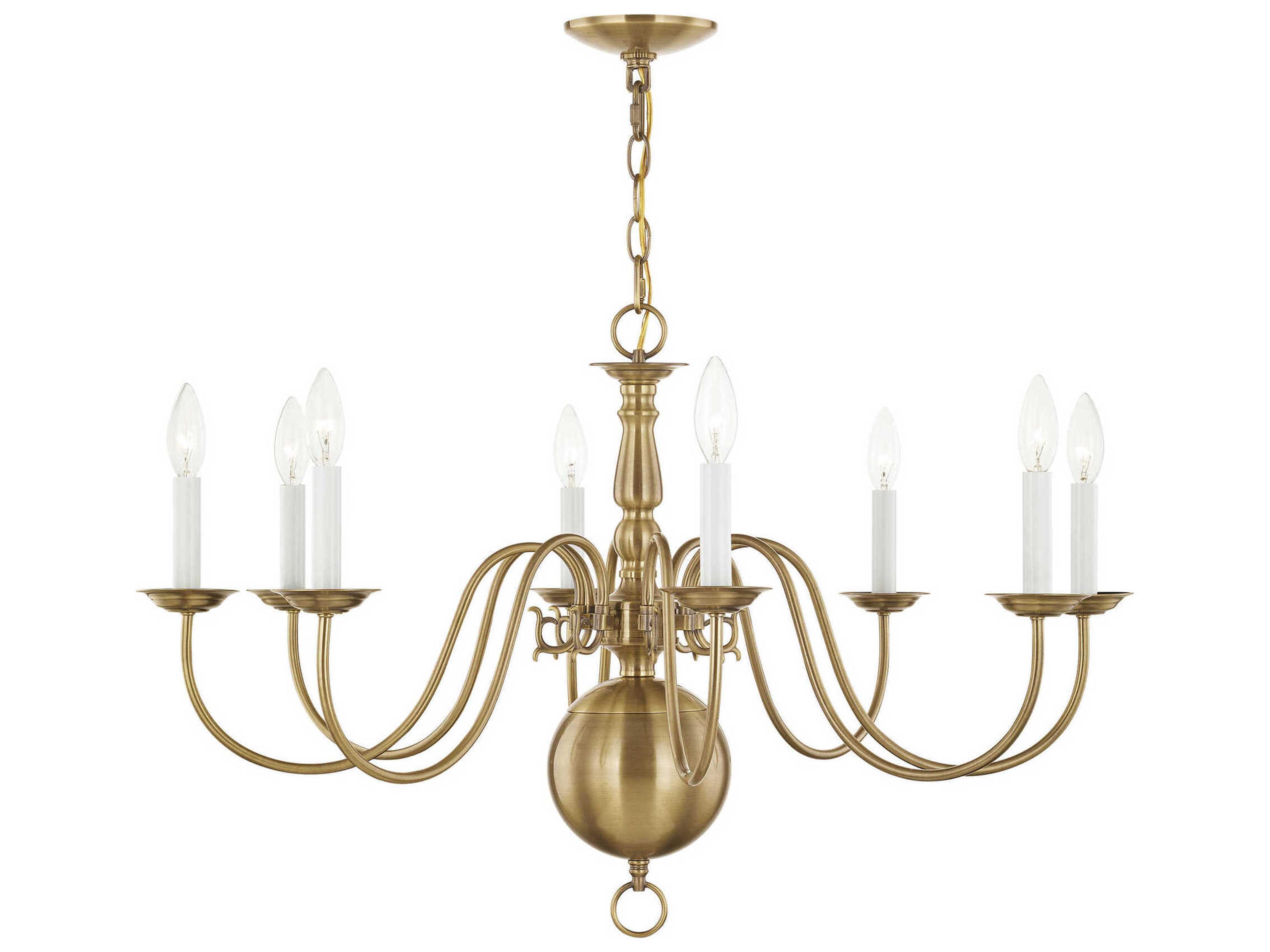 Williamsburgh 8-Light Antique Brass Candelabra Chandelier