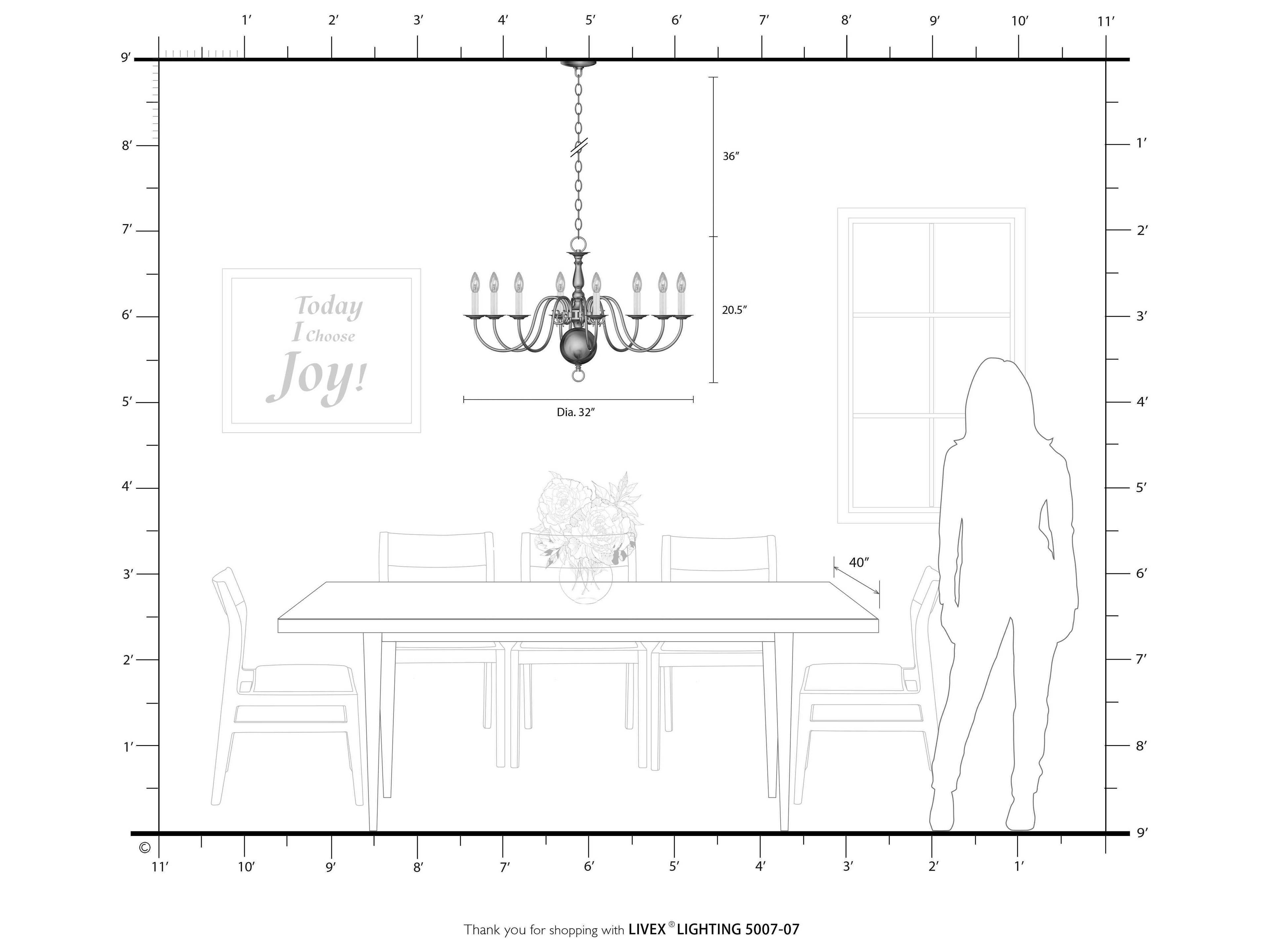 Livex Lighting Williamsburgh 8-Light Bronze Candelabra Chandelier