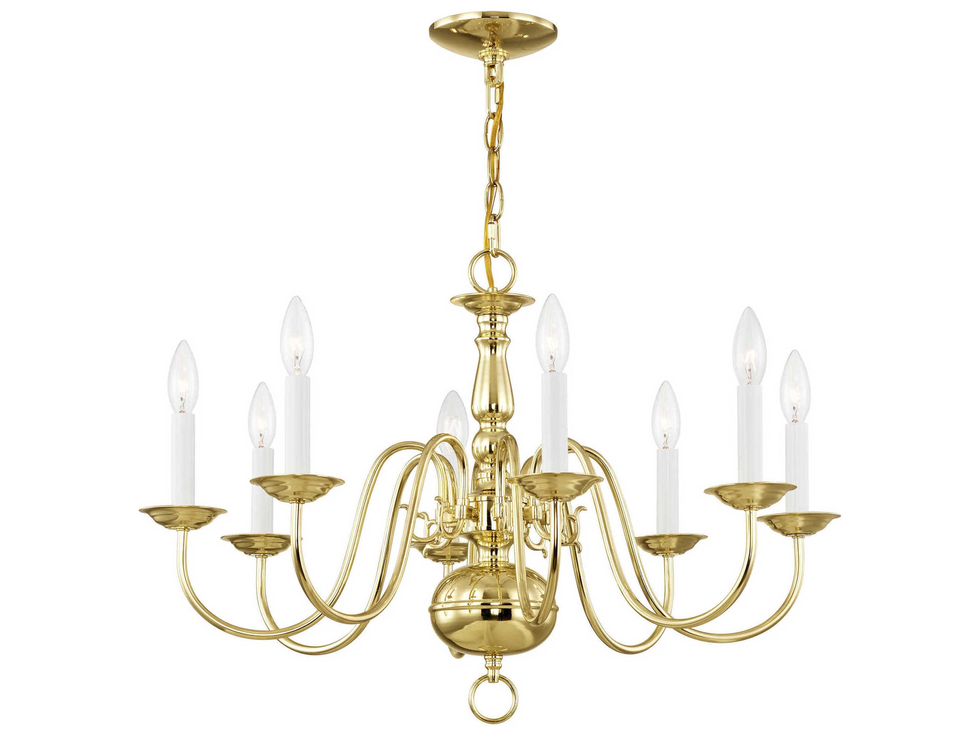 Livex Lighting Williamsburgh 8-Light Polished Brass Candelabra Chandelier