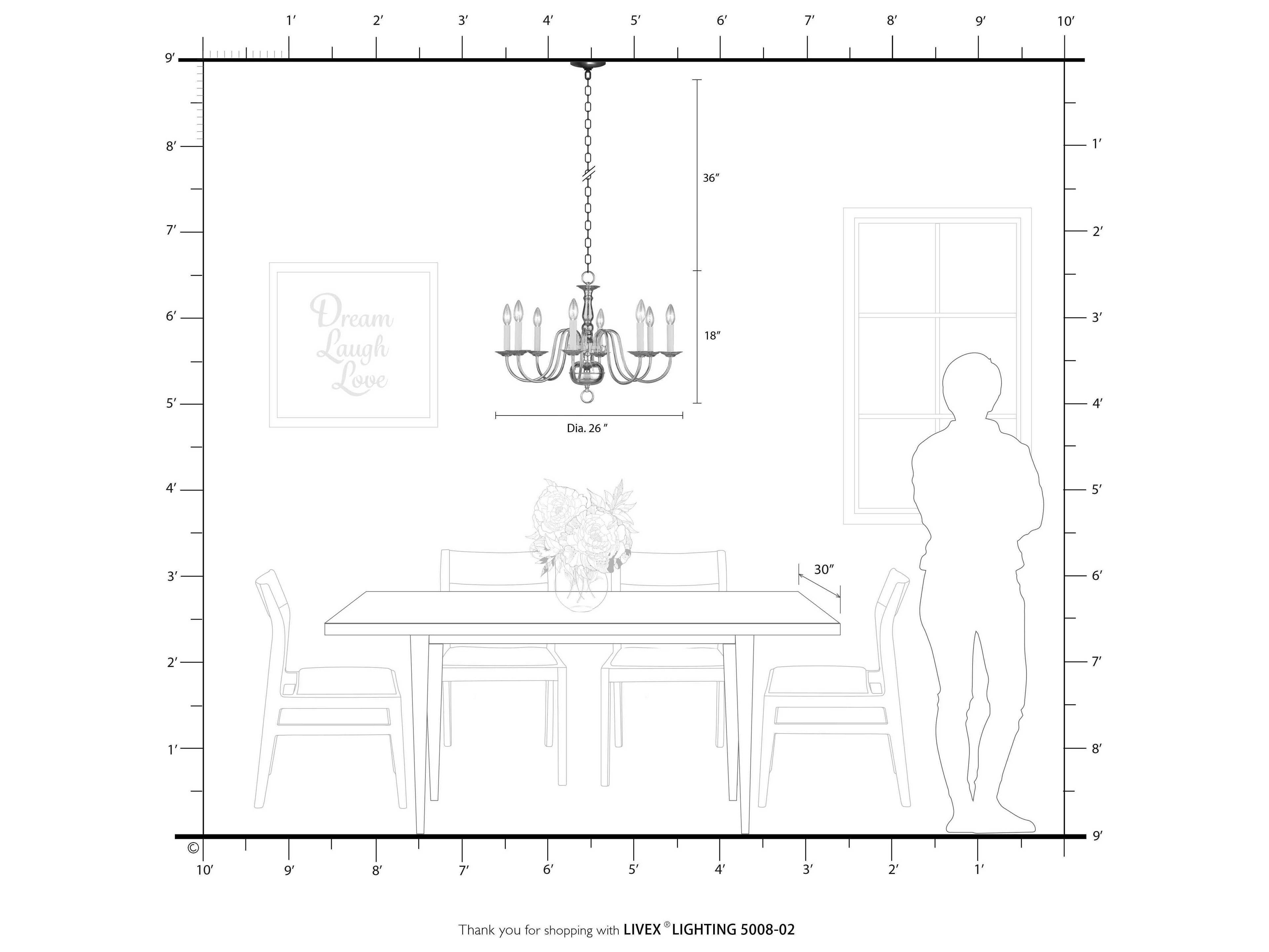 Livex Lighting Williamsburgh 8-Light Polished Brass Candelabra Chandelier