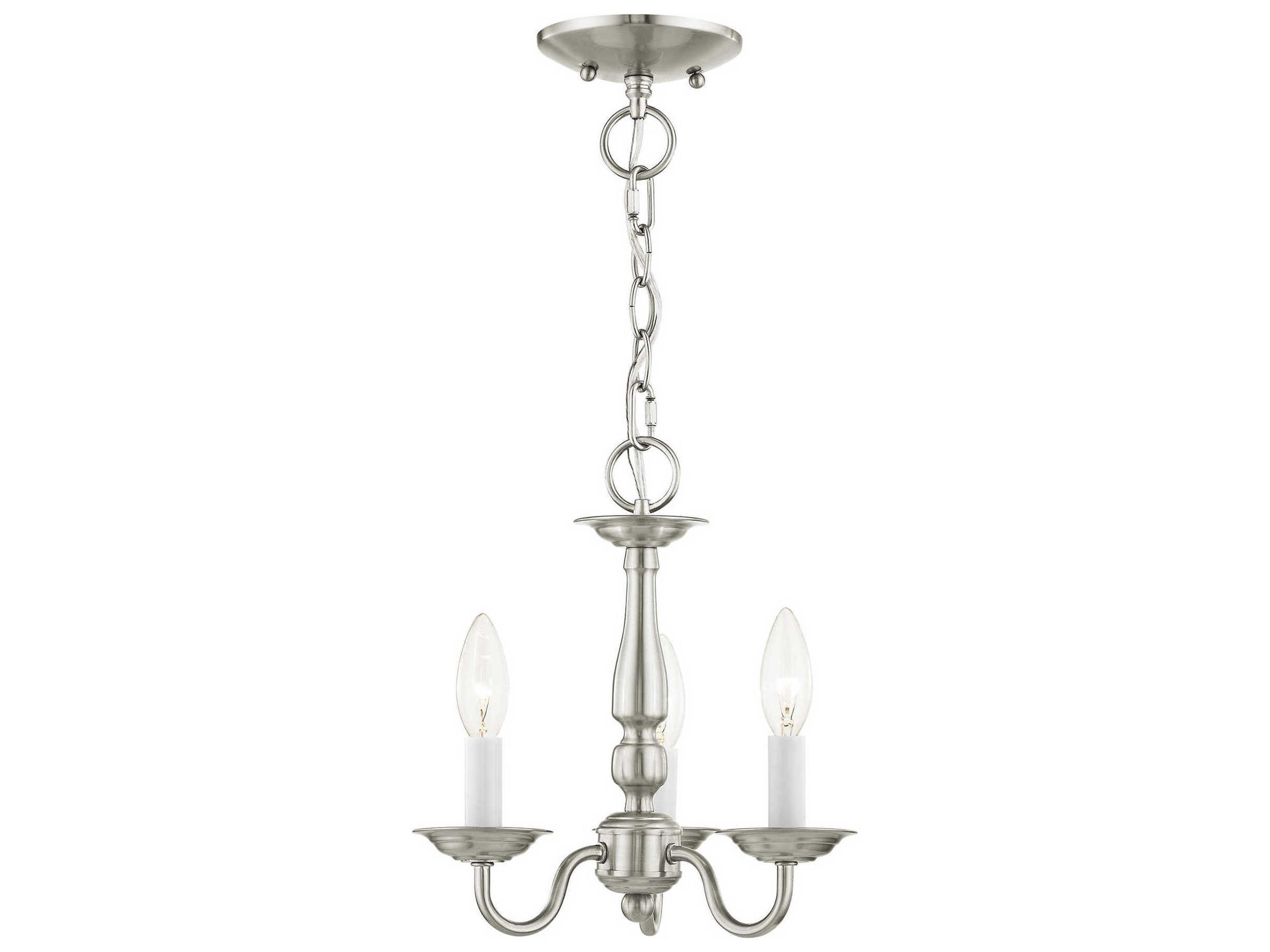Williamsburgh 3-Light Brushed Nickel Candelabra Chandelier
