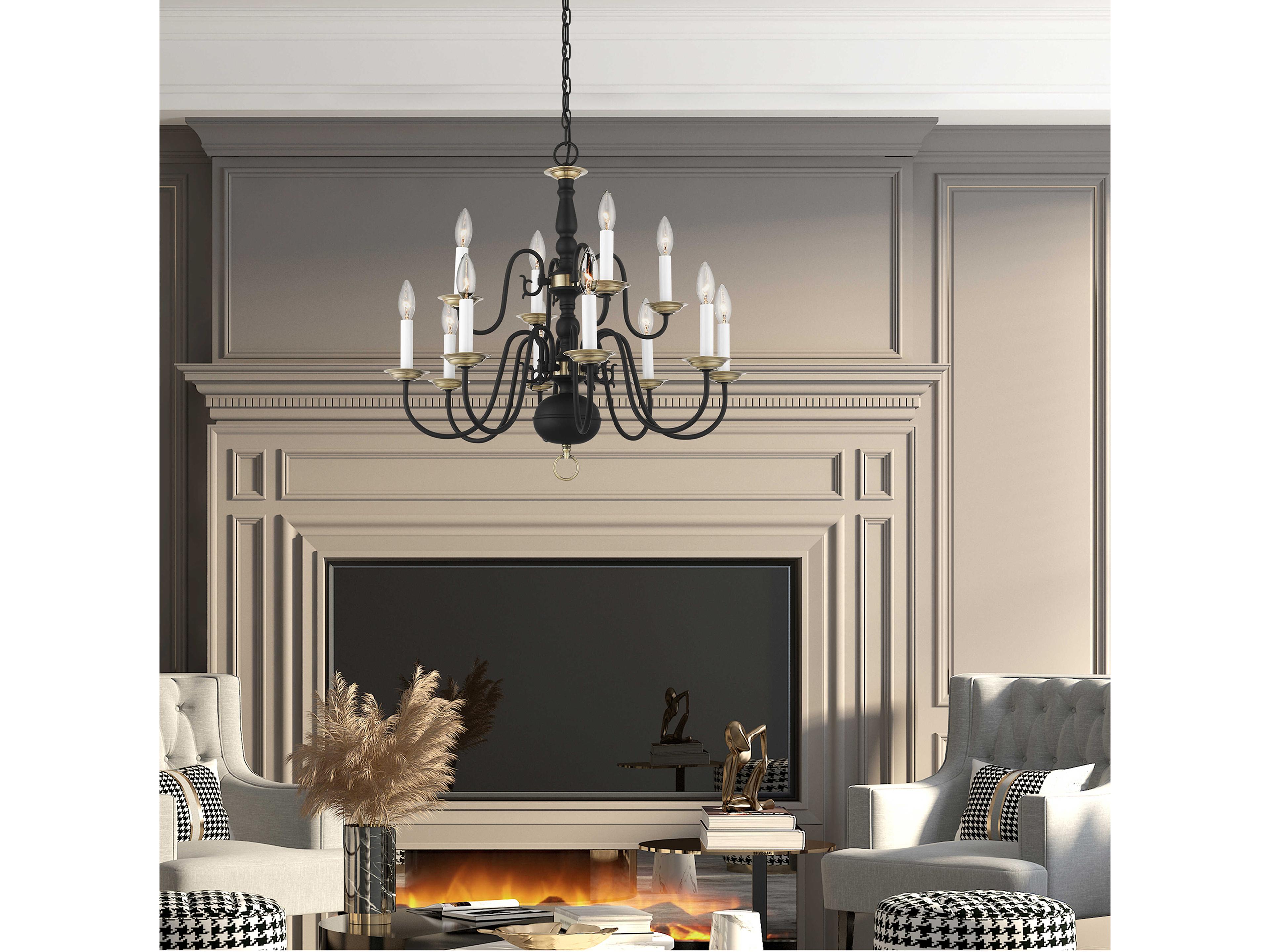 Livex Lighting Williamsburgh 12-Light Black Candelabra Chandelier