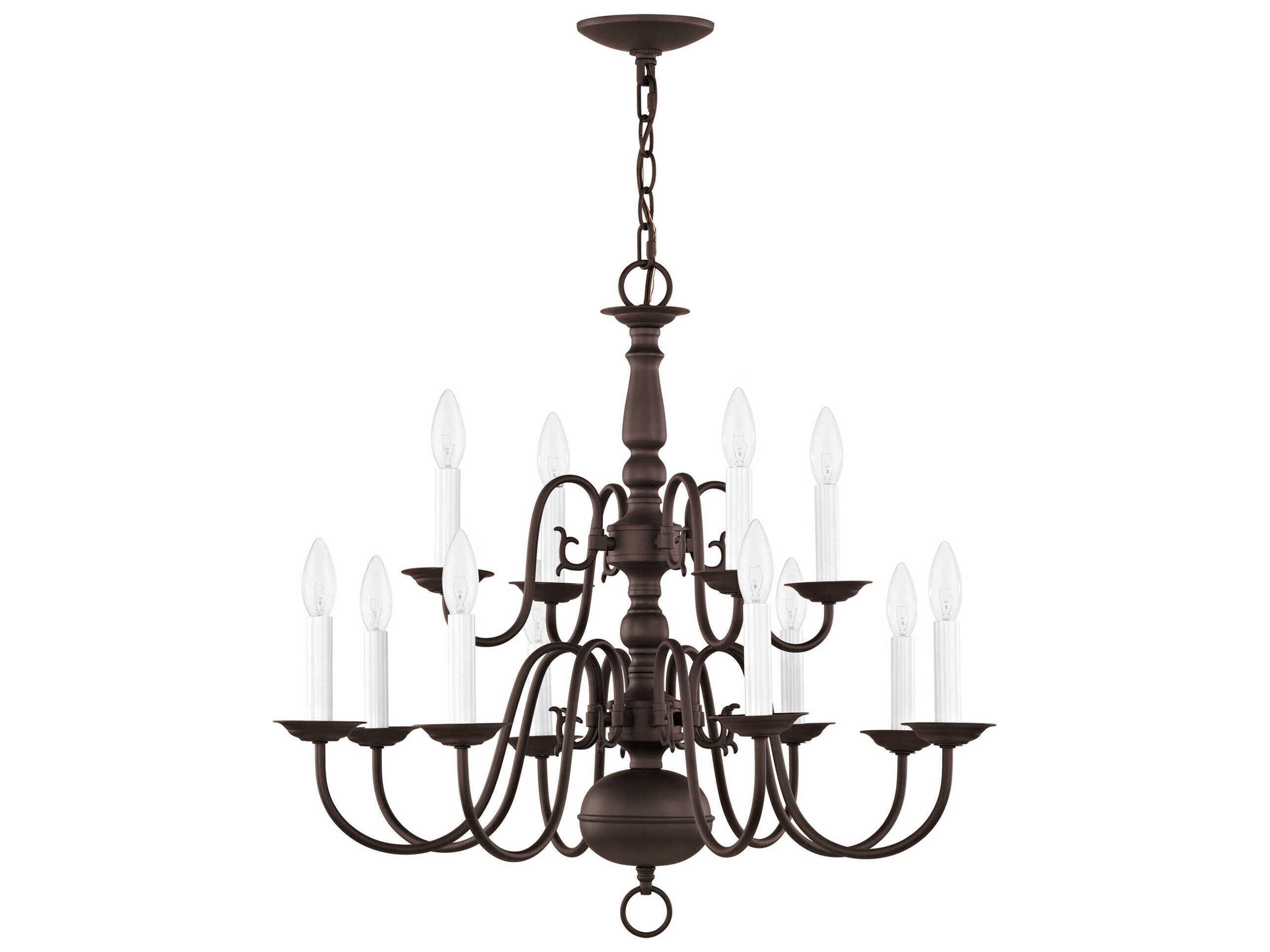Livex Lighting Williamsburgh 12-Light Bronze Candelabra Chandelier