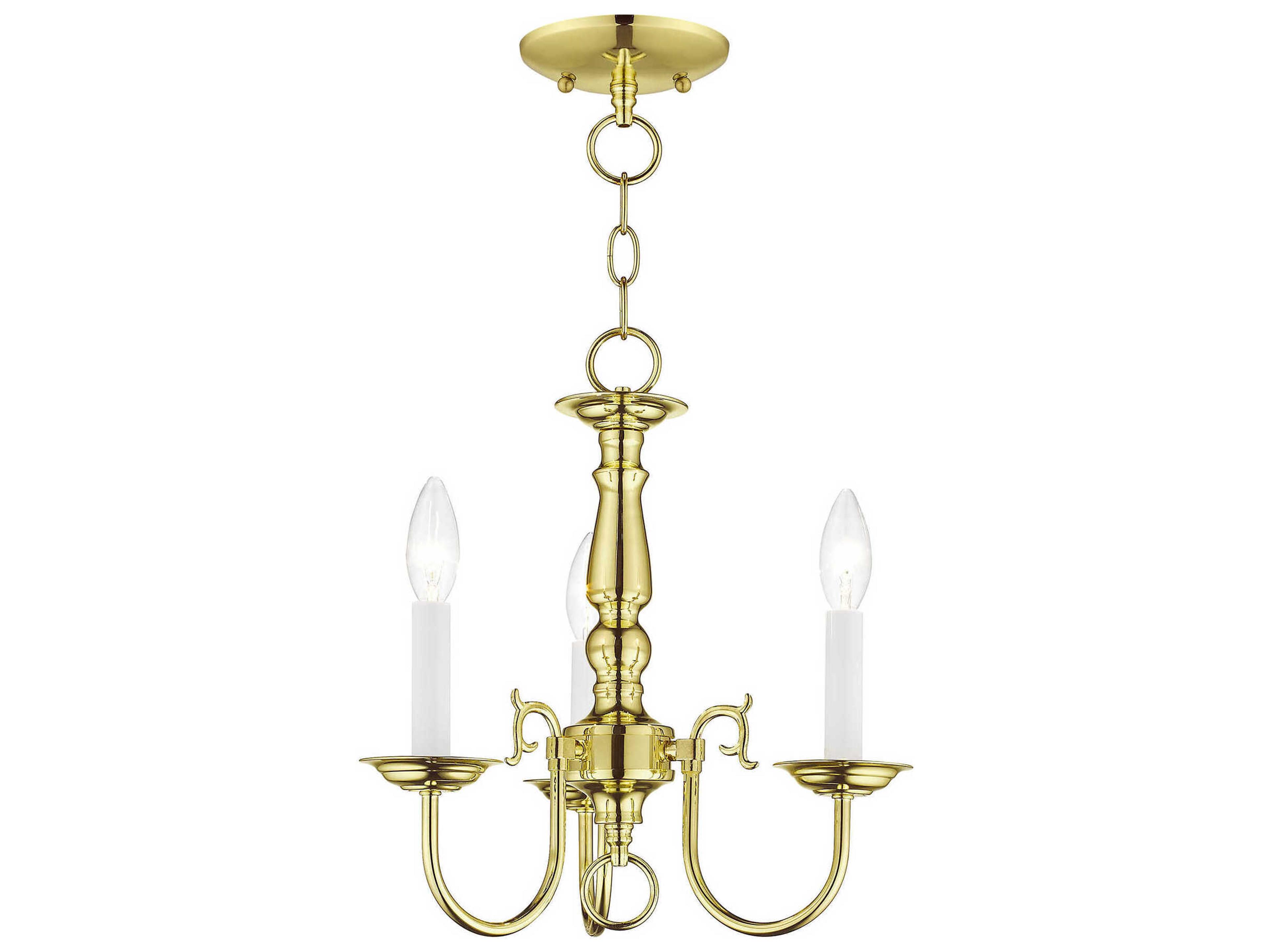 Williamsburgh 3-Light Polished Brass Candelabra Chandelier