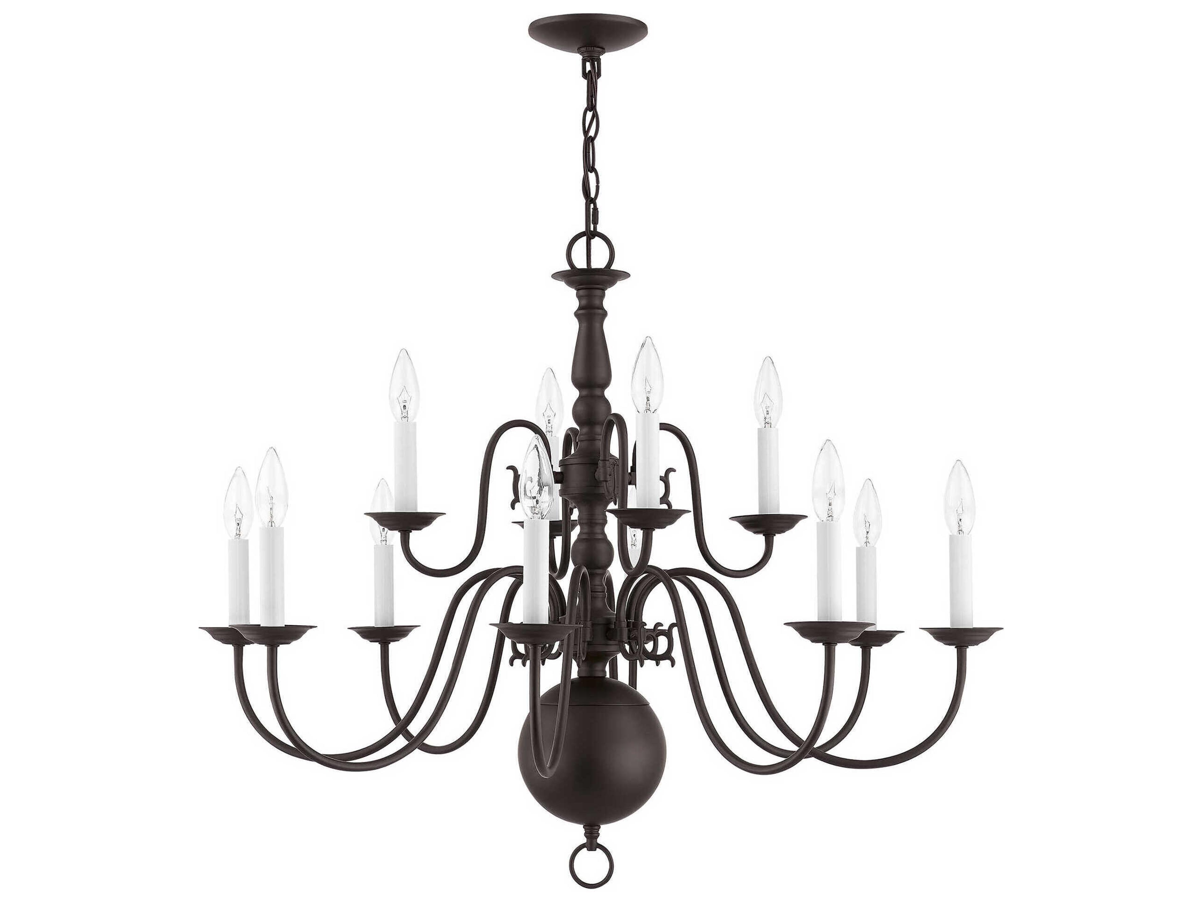 Livex Lighting Williamsburgh 12-Light Bronze Candelabra Chandelier