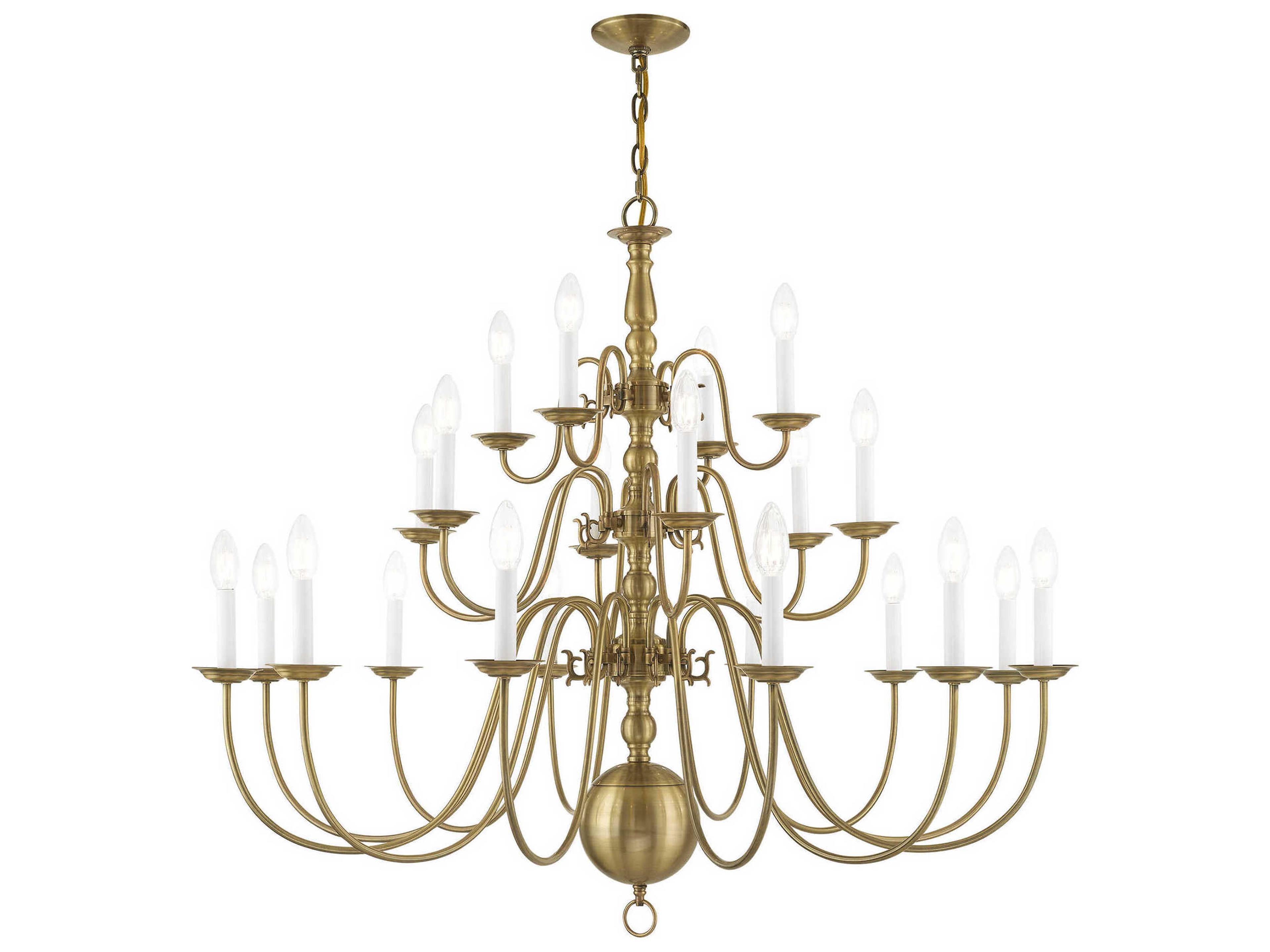 Williamsburgh 22-Light Antique Brass Candelabra Chandelier