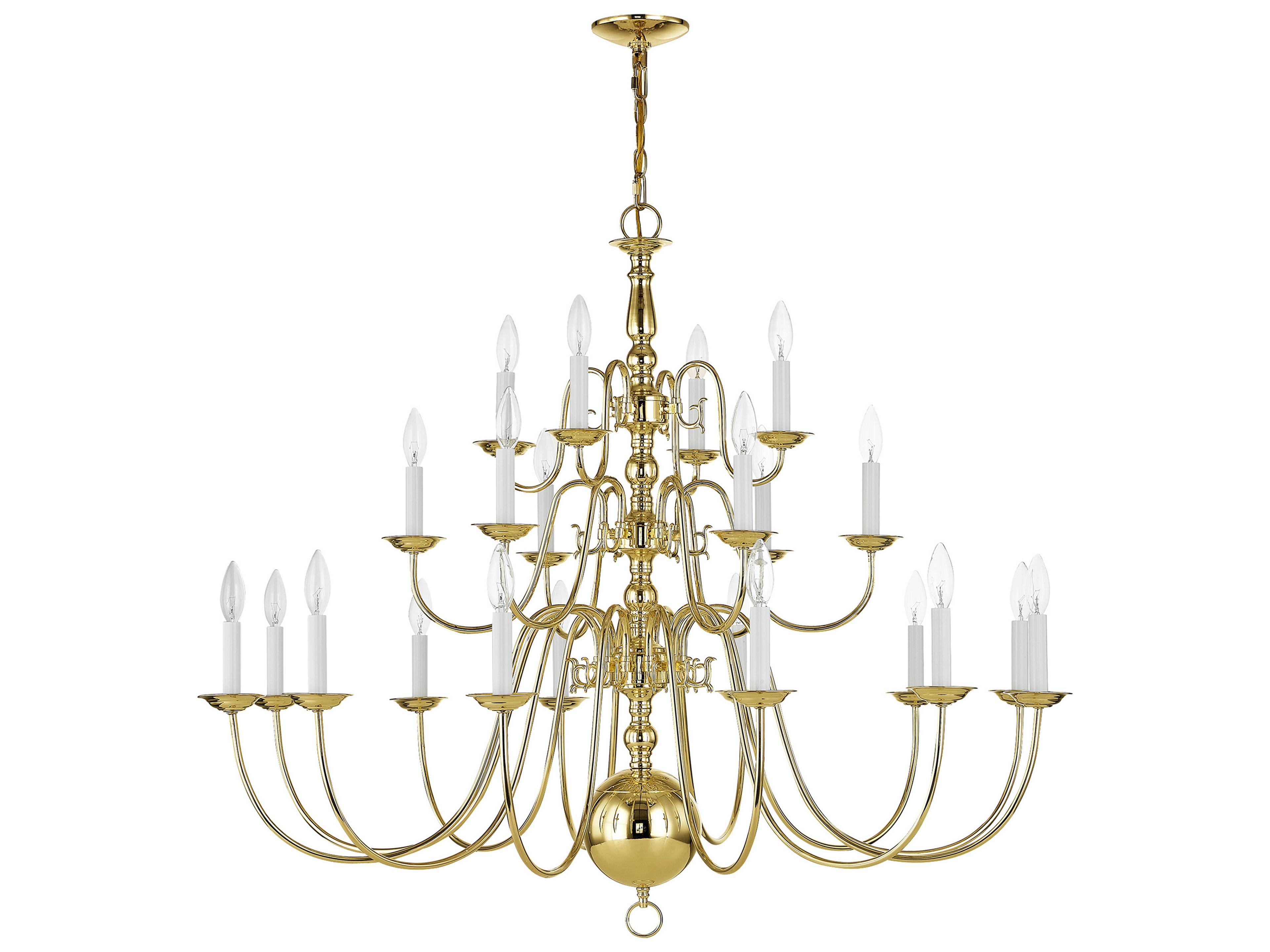 Livex Lighting Williamsburgh 22-Light Polished Brass Candelabra Chandelier