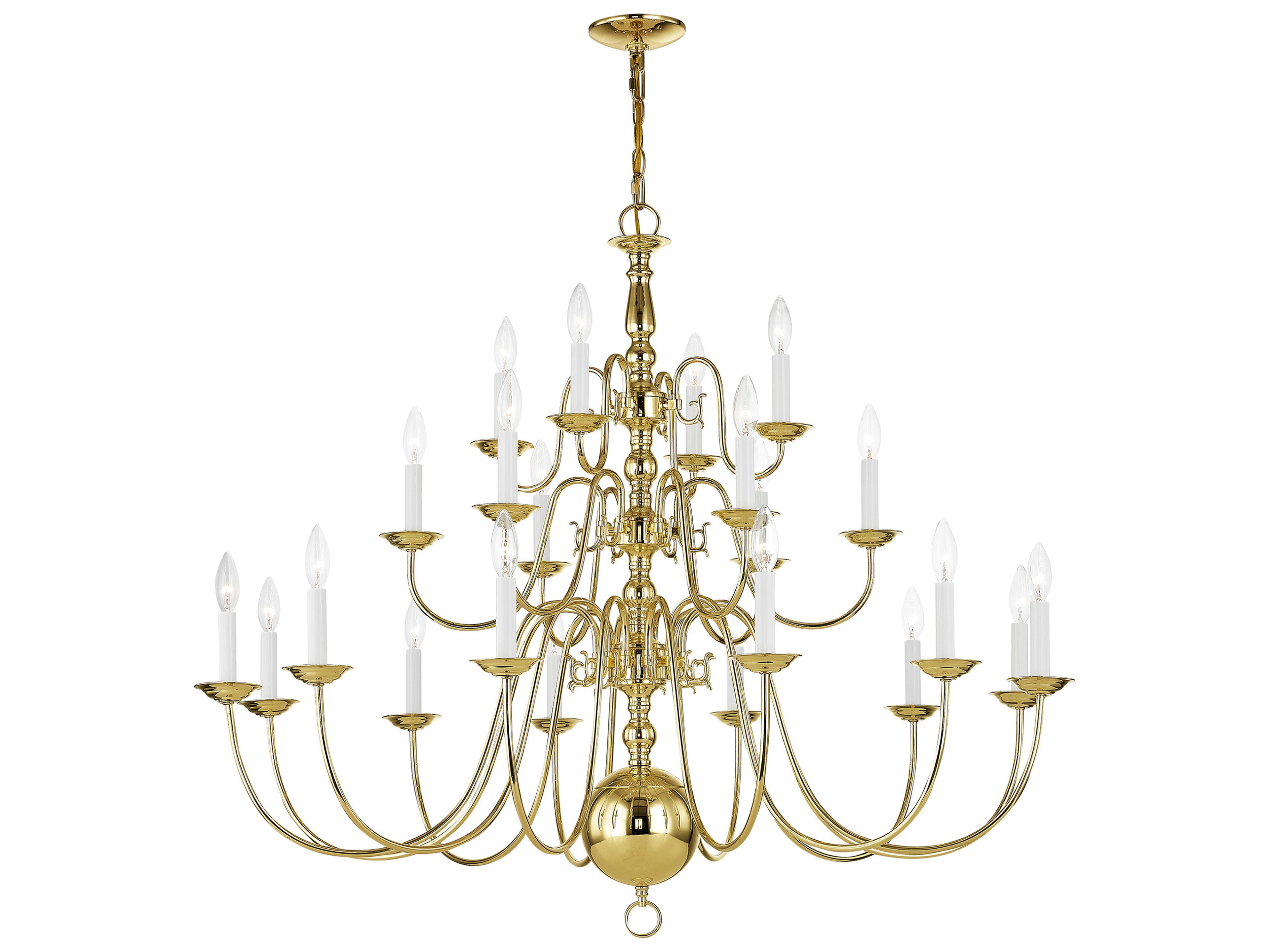 Livex Lighting Williamsburgh 22-Light Polished Brass Candelabra Chandelier