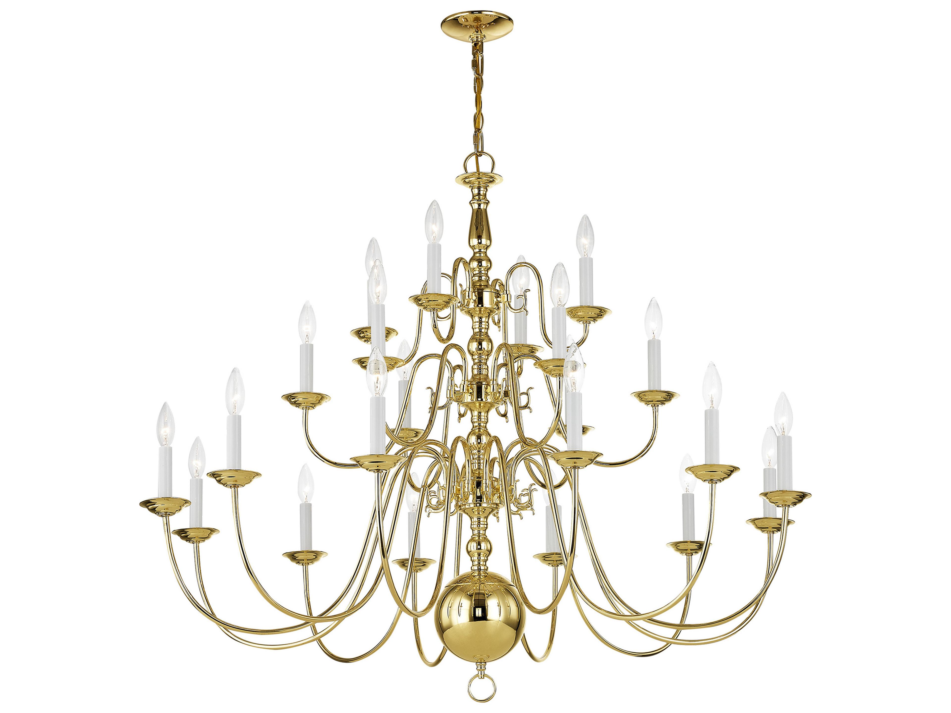 Livex Lighting Williamsburgh 22-Light Polished Brass Candelabra Chandelier