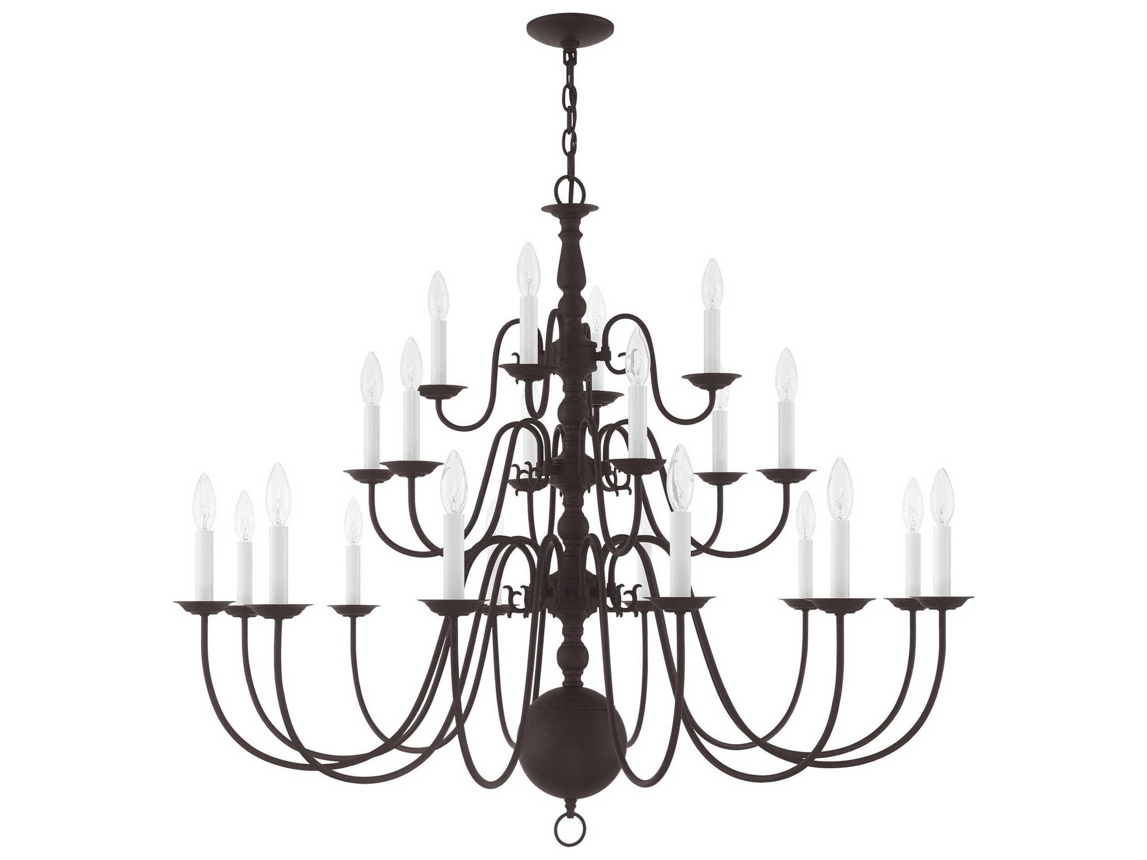 Livex Lighting Williamsburgh 22-Light Bronze Candelabra Chandelier