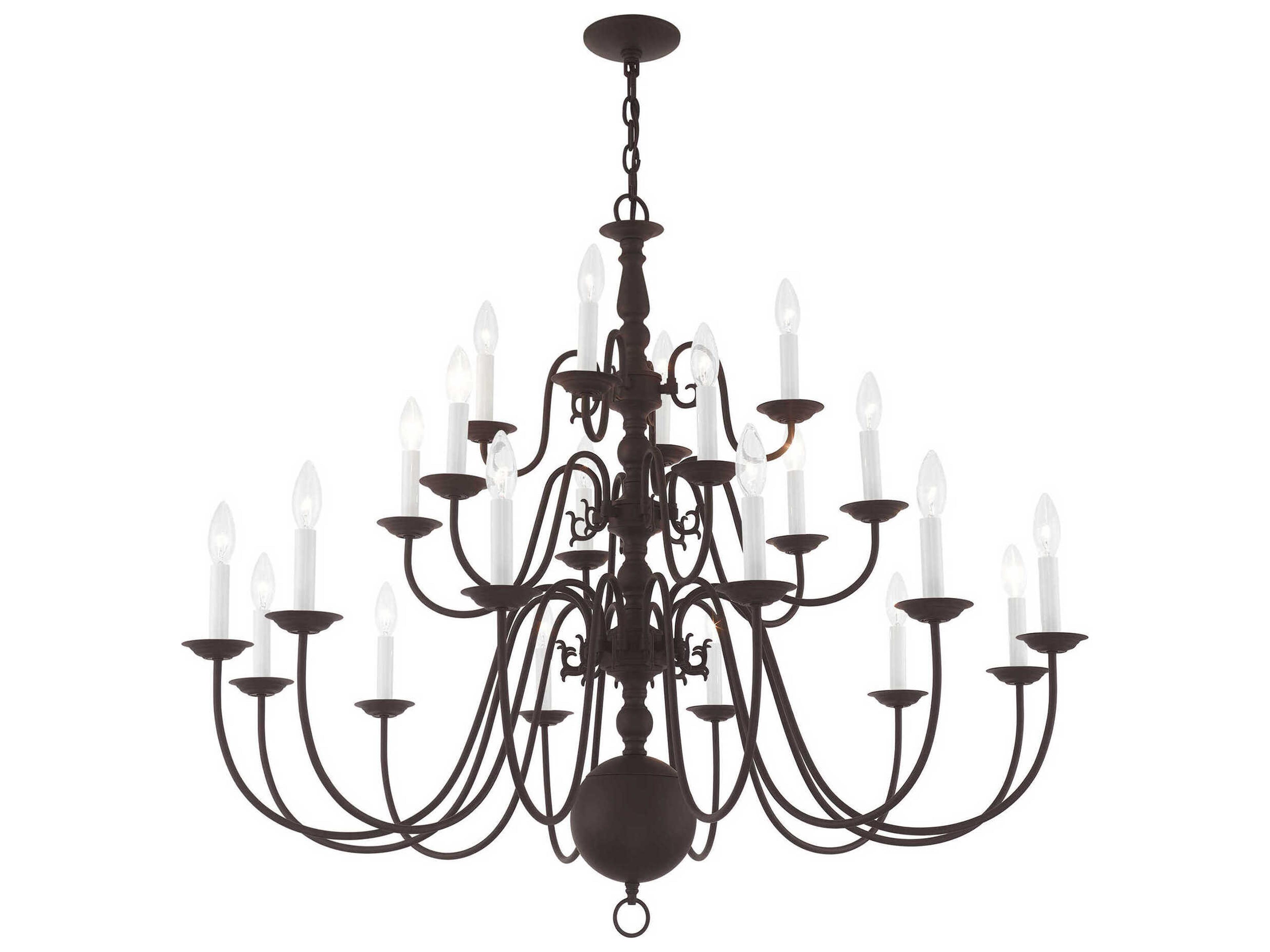 Livex Lighting Williamsburgh 22-Light Bronze Candelabra Chandelier
