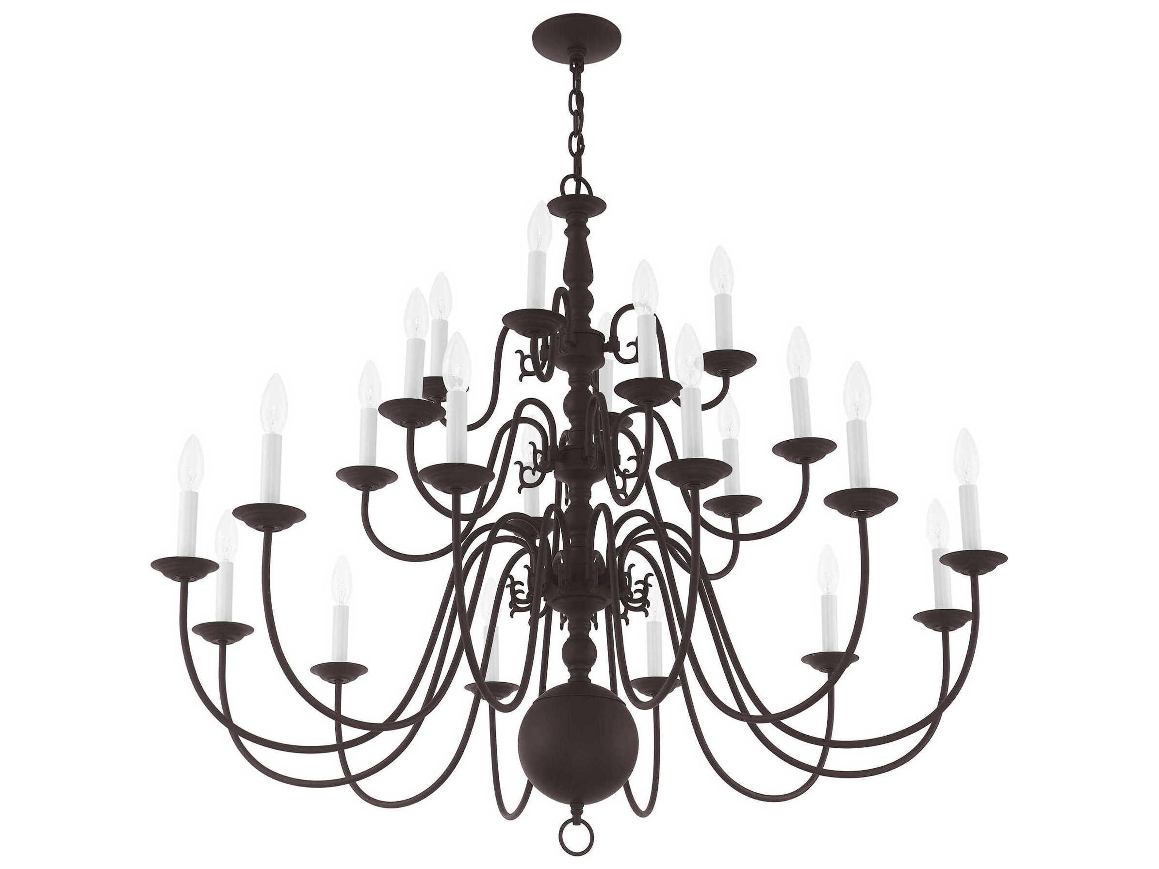 Livex Lighting Williamsburgh 22-Light Bronze Candelabra Chandelier