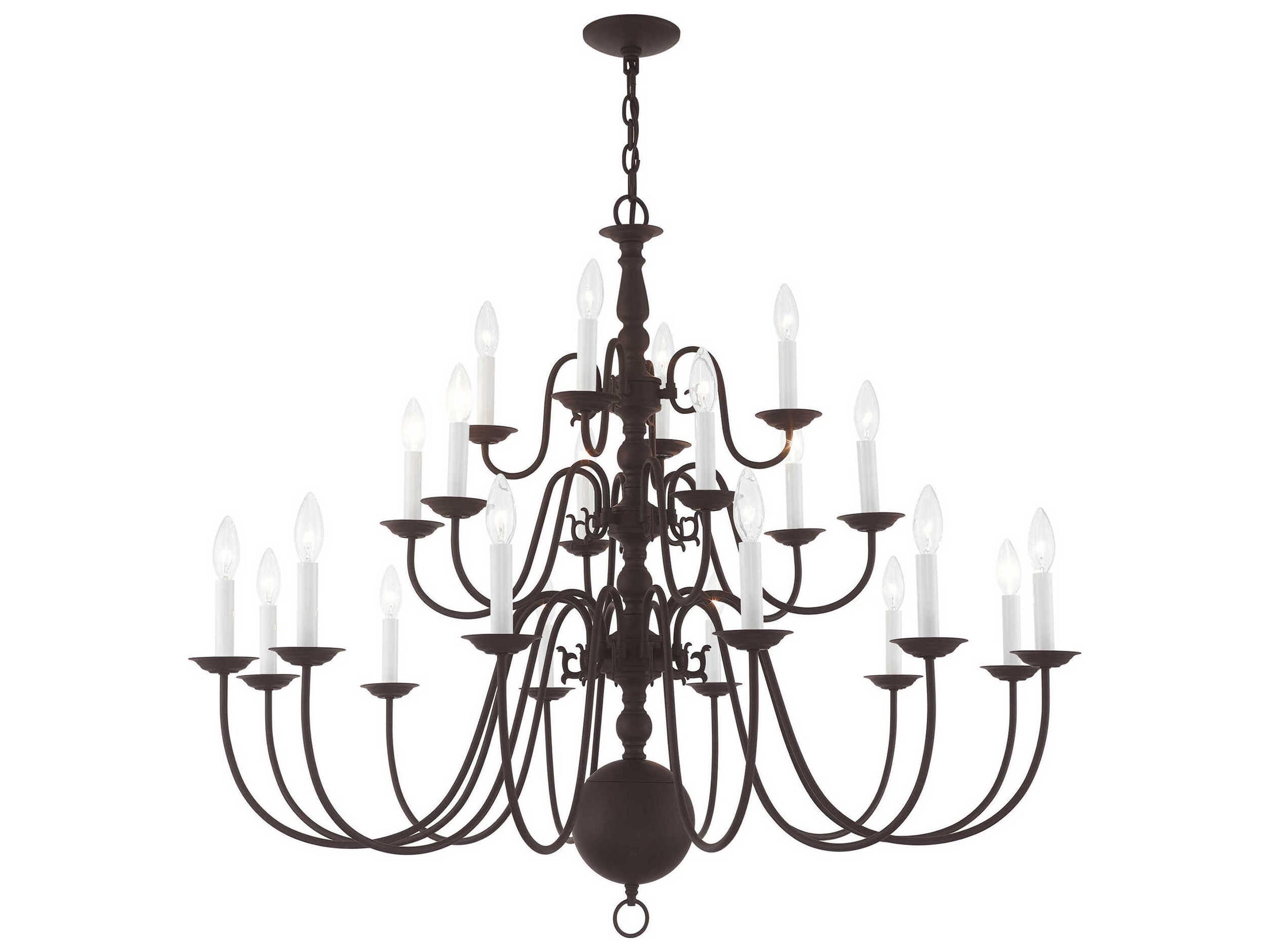 Livex Lighting Williamsburgh 22-Light Bronze Candelabra Chandelier