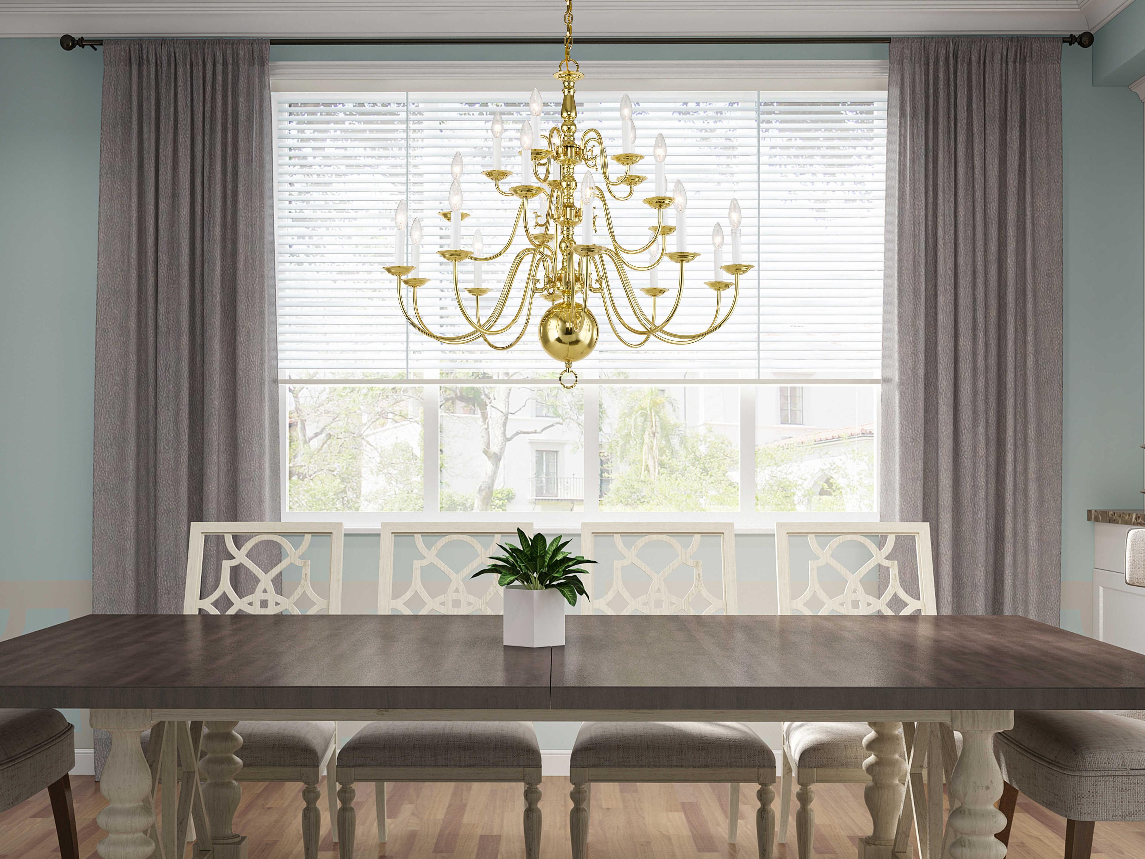 Livex Lighting Williamsburgh 20-Light Polished Brass Candelabra Chandelier