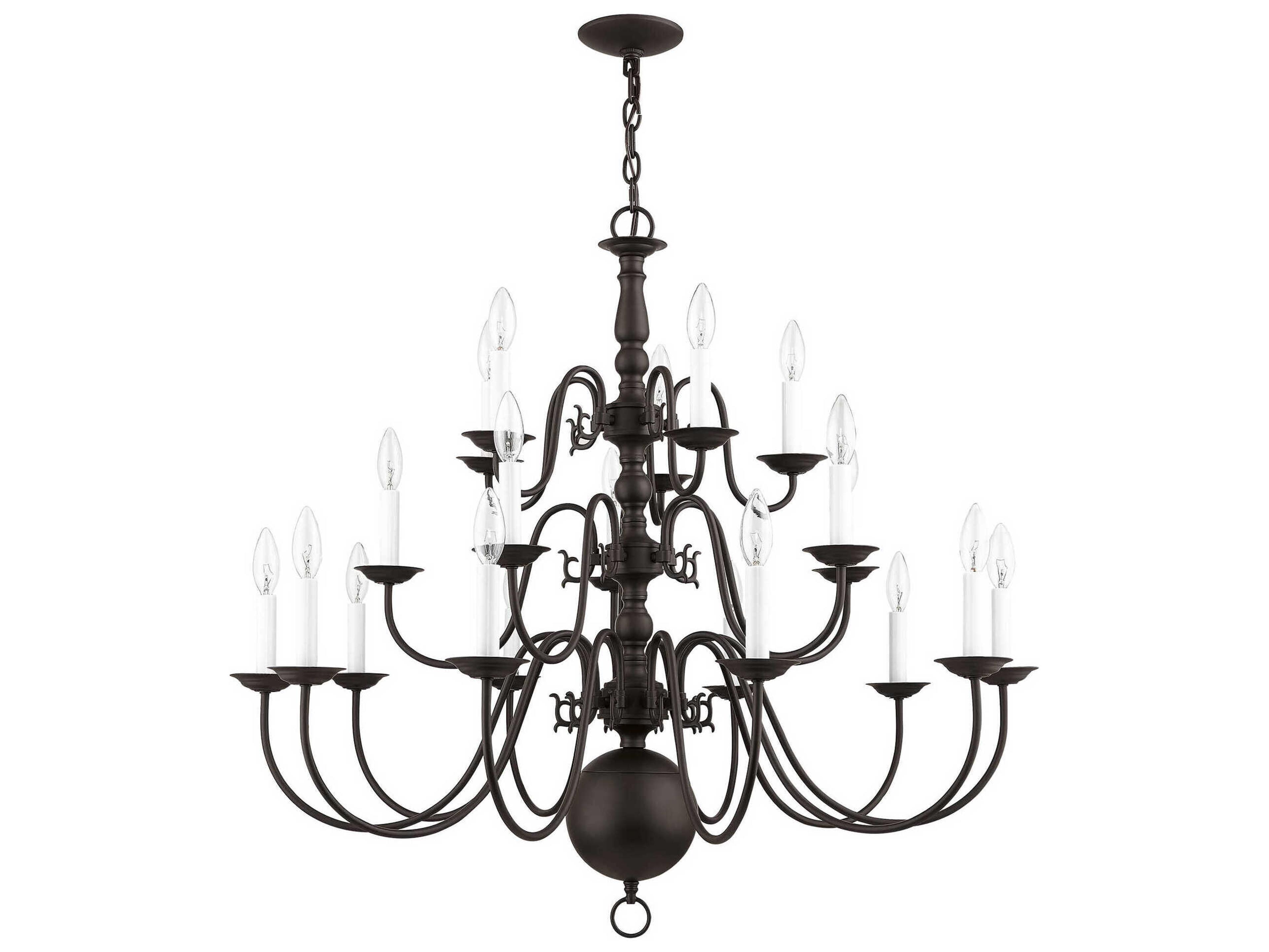 Livex Lighting Williamsburgh 20-Light Bronze Candelabra Chandelier