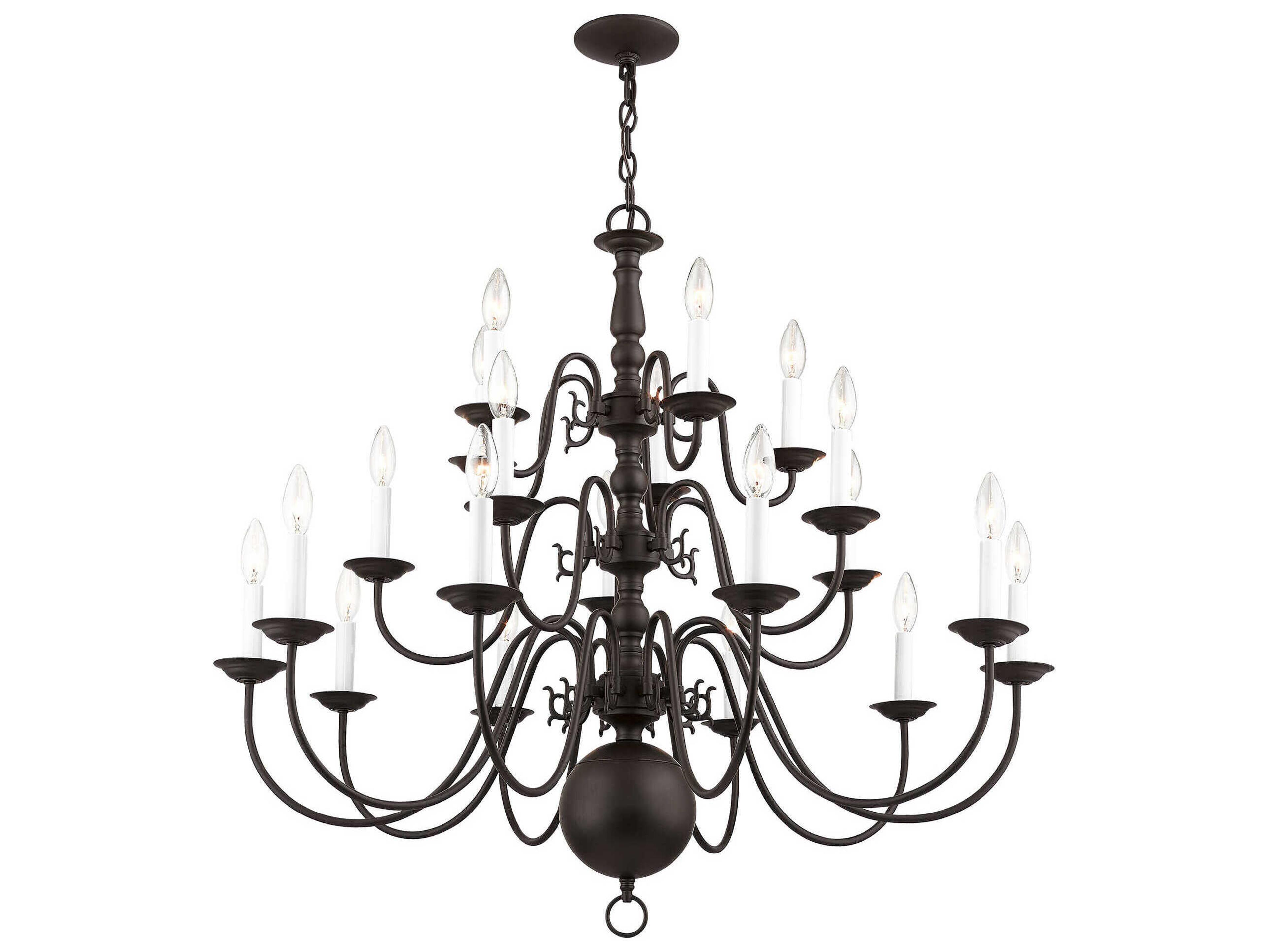 Livex Lighting Williamsburgh 20-Light Bronze Candelabra Chandelier