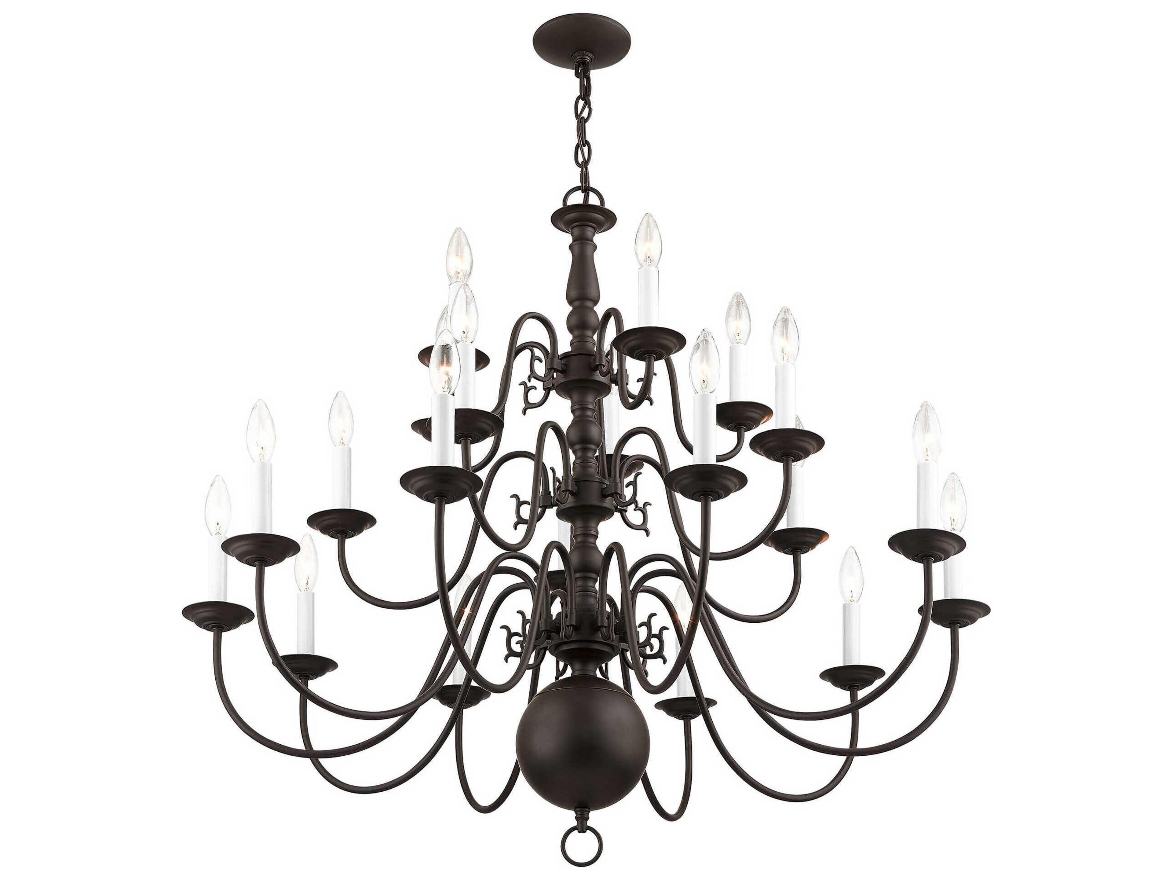 Livex Lighting Williamsburgh 20-Light Bronze Candelabra Chandelier