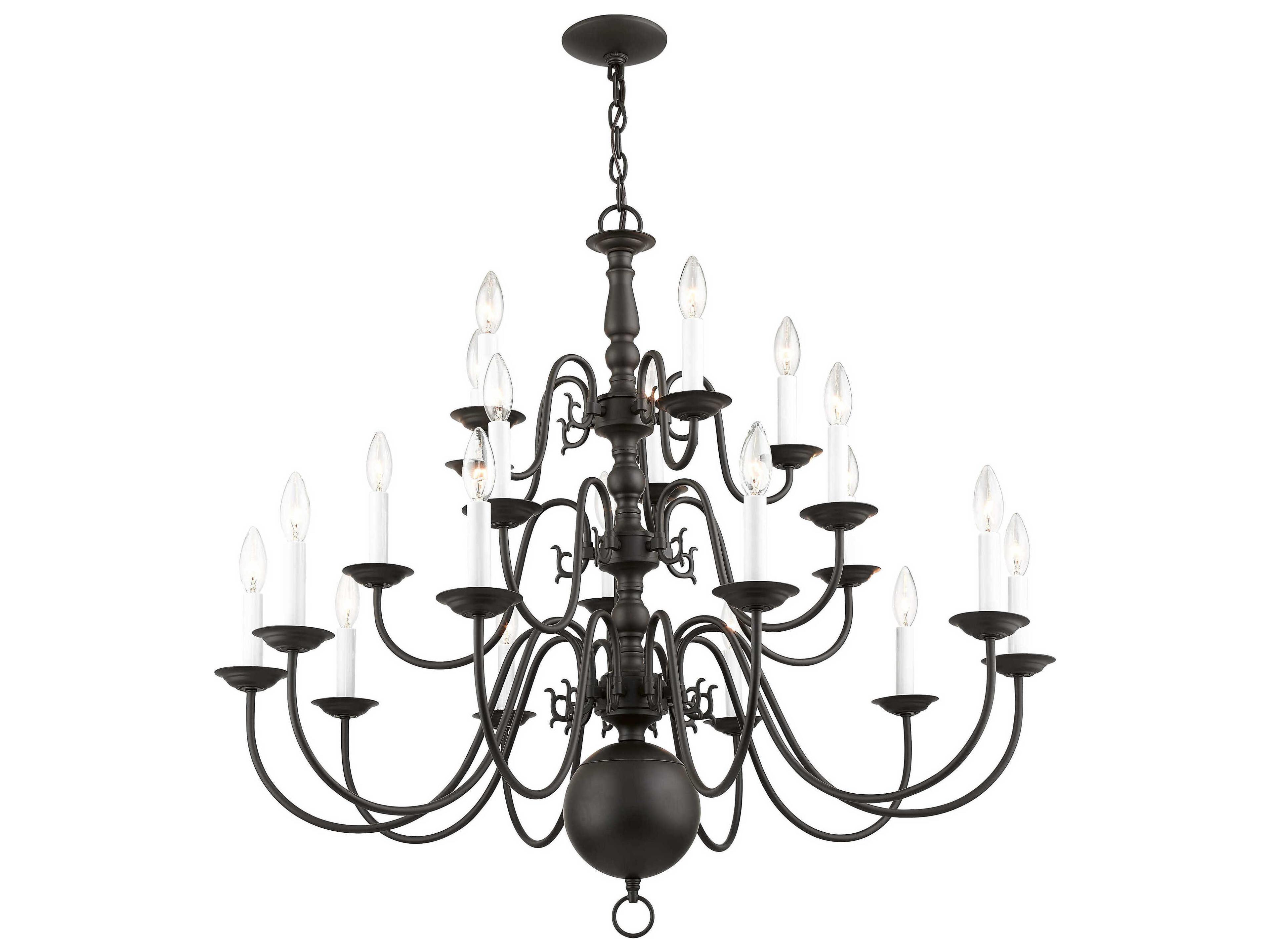 Livex Lighting Williamsburgh 20-Light Bronze Candelabra Chandelier
