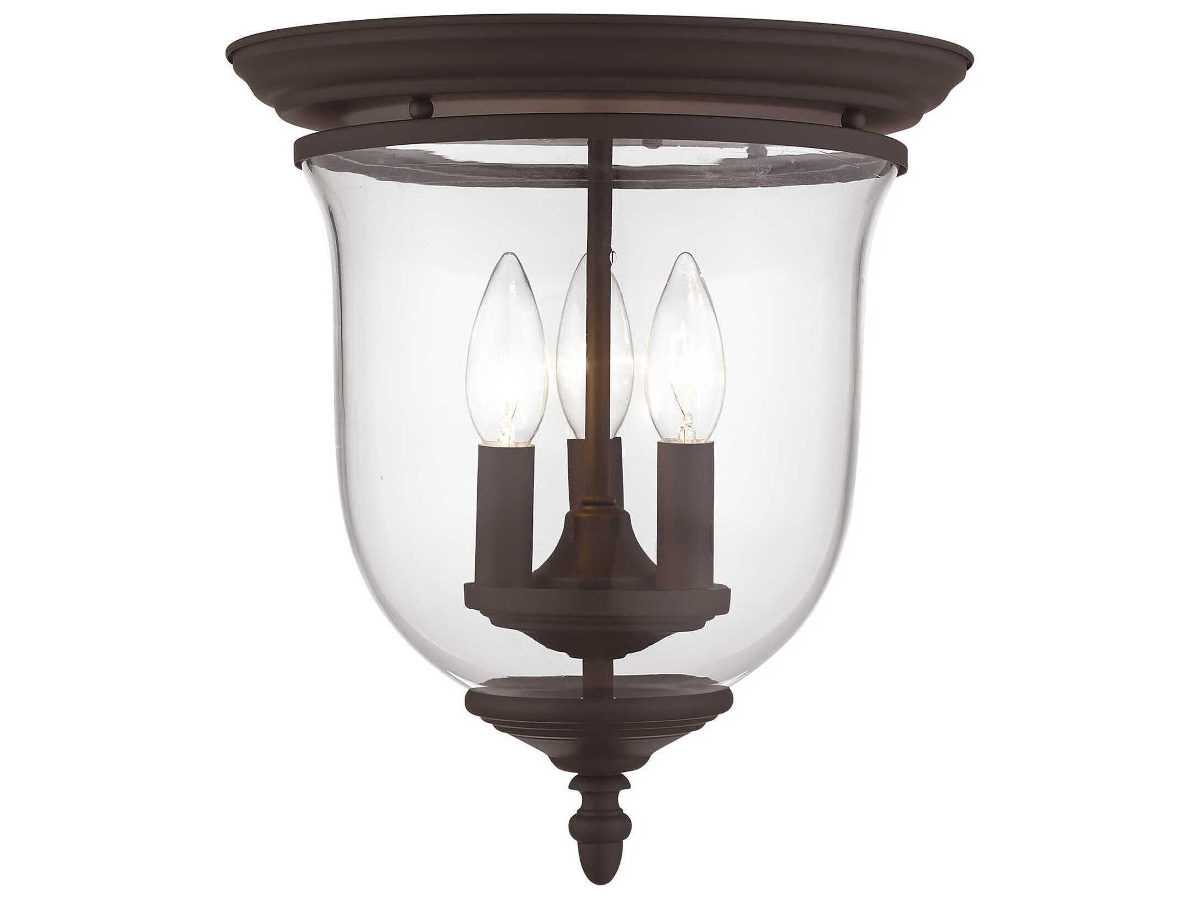 Legacy 3-Light Bronze Clear Glass Bell Flush Mount