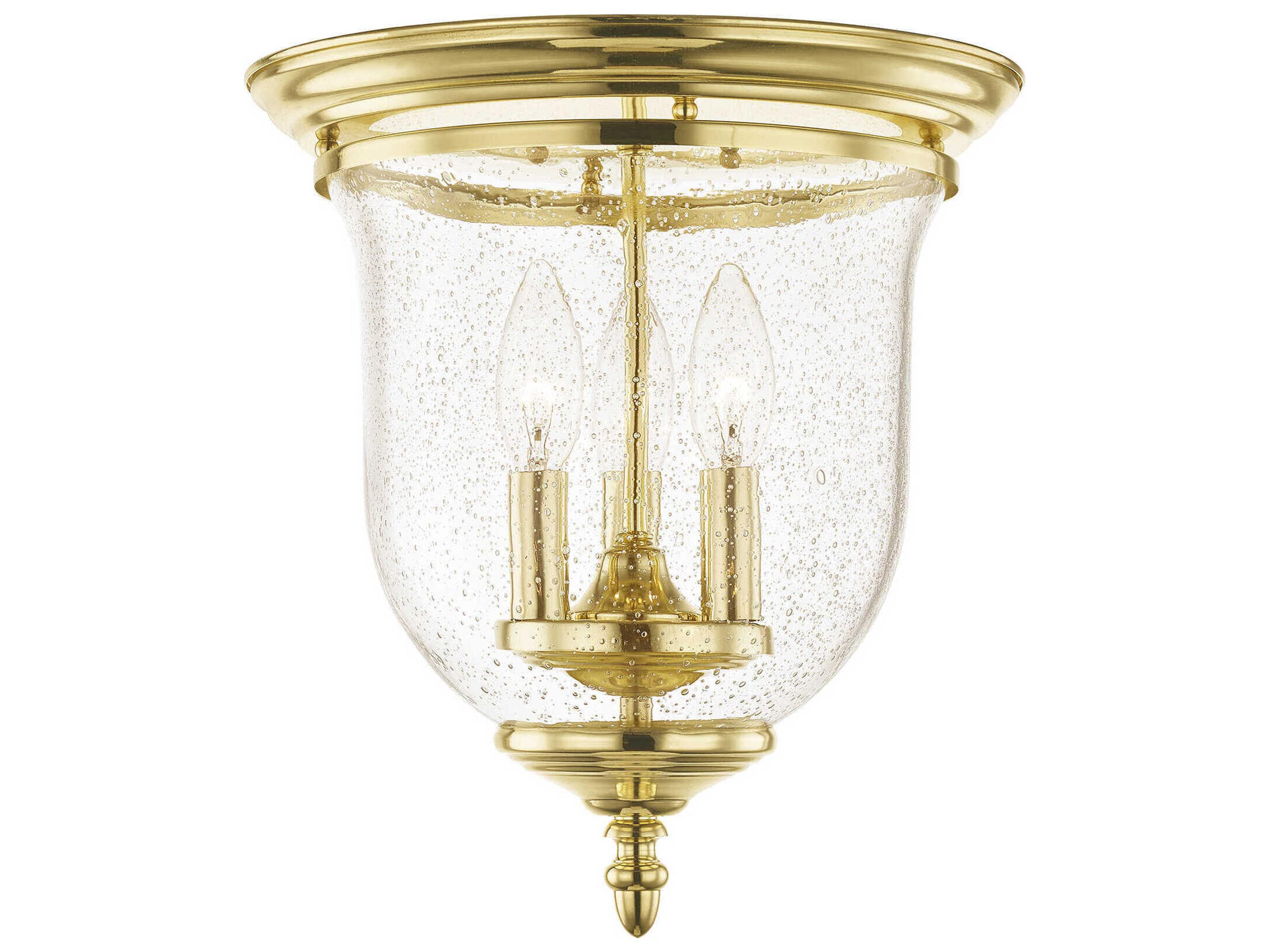 Legacy 3-Light Polished Brass Clear Glass Bell Flush Mount