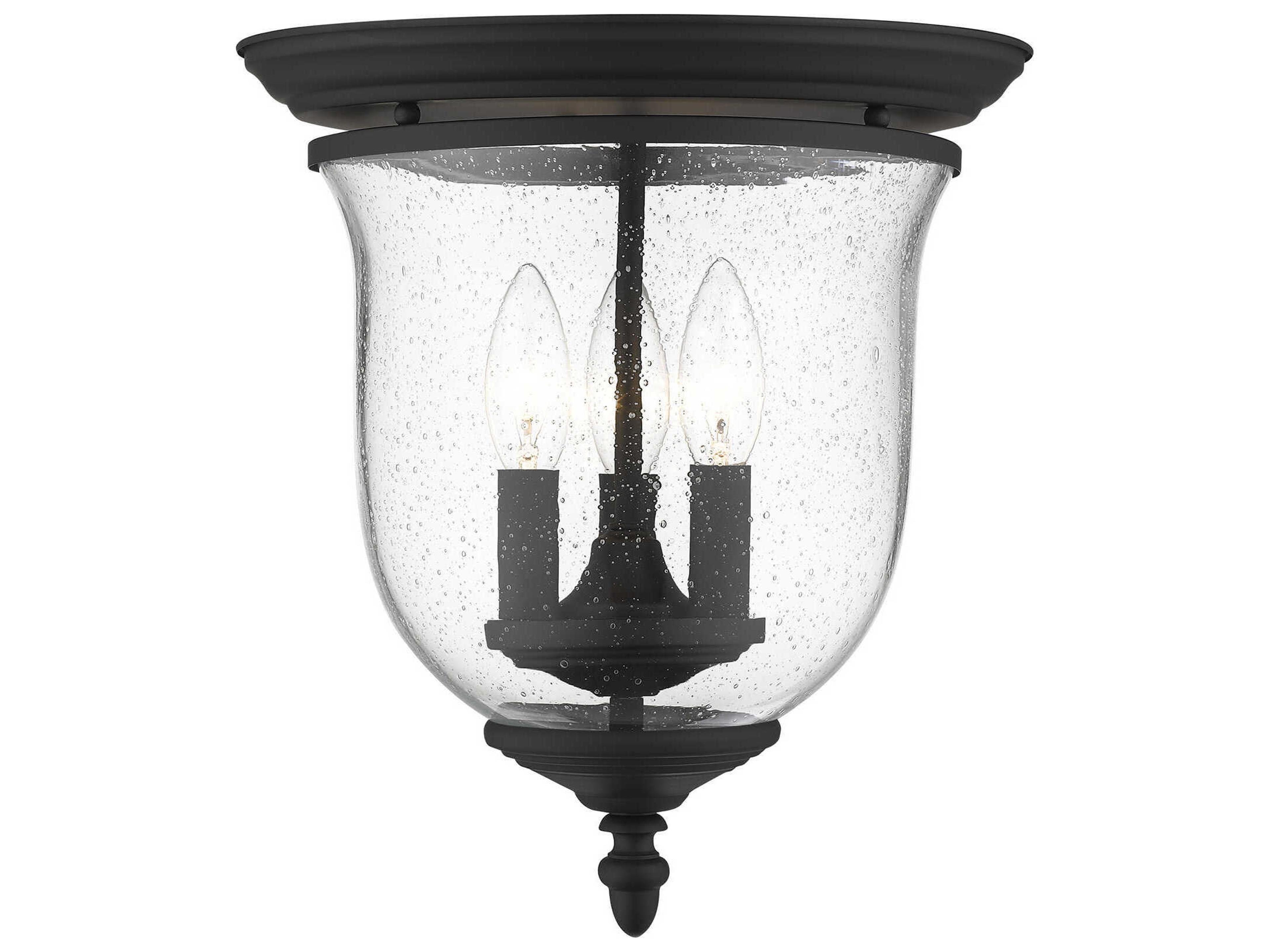 Legacy 3-Light Black Clear Glass Bell Flush Mount