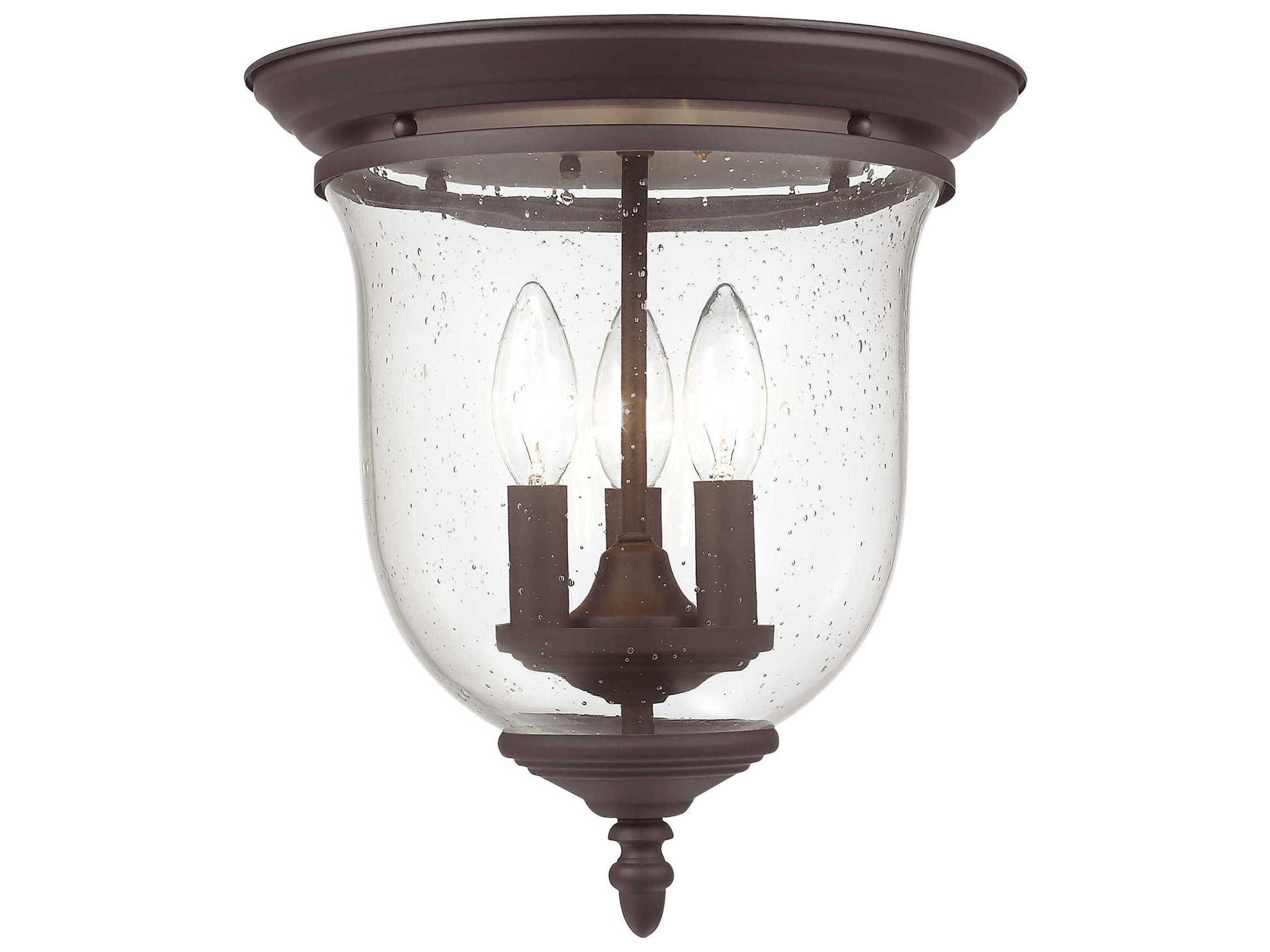 Legacy 3-Light Bronze Clear Glass Bell Flush Mount